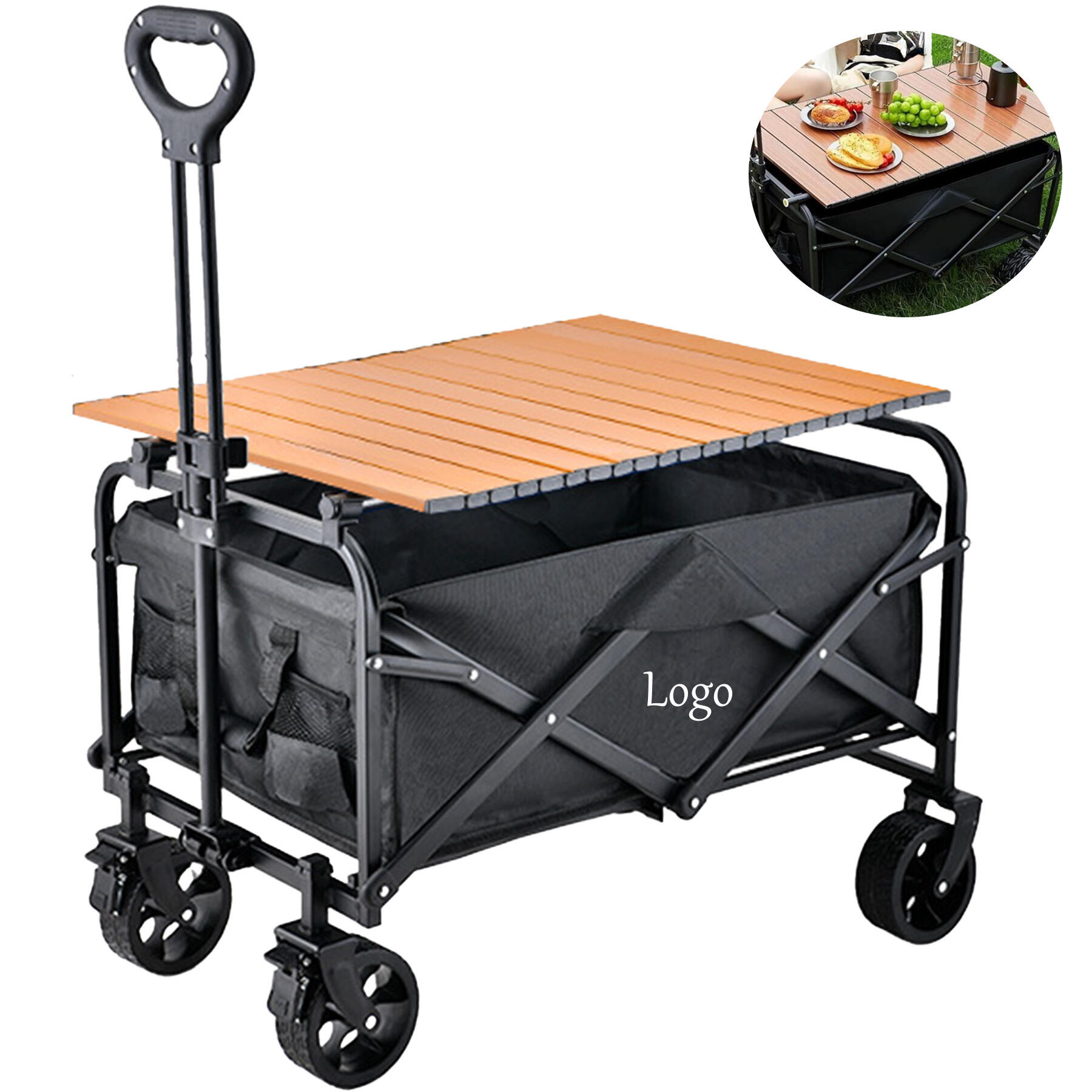 Outdoor Foldable Camping Cart with Steel Table