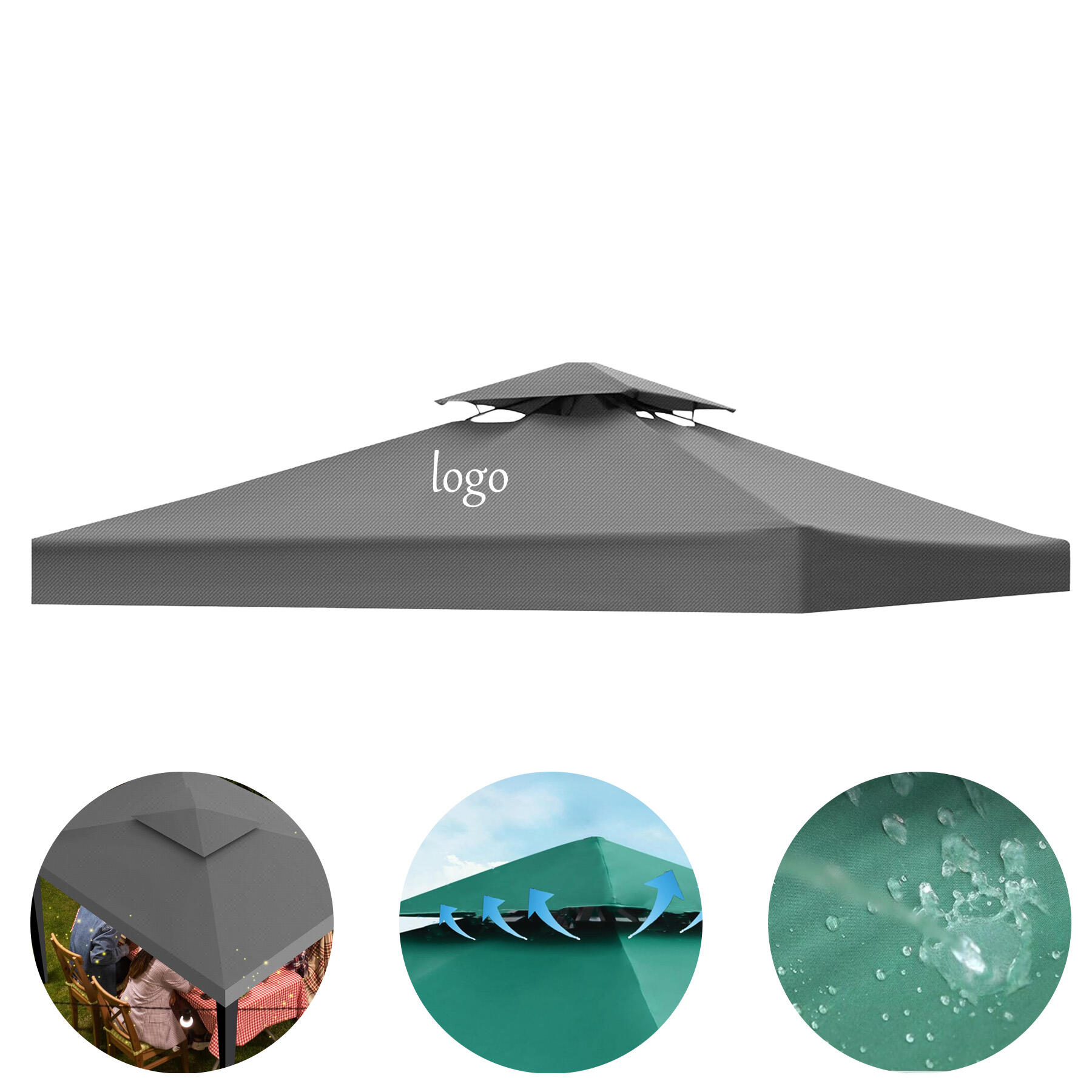 Outdoor Canopy Tarp with Double Roof