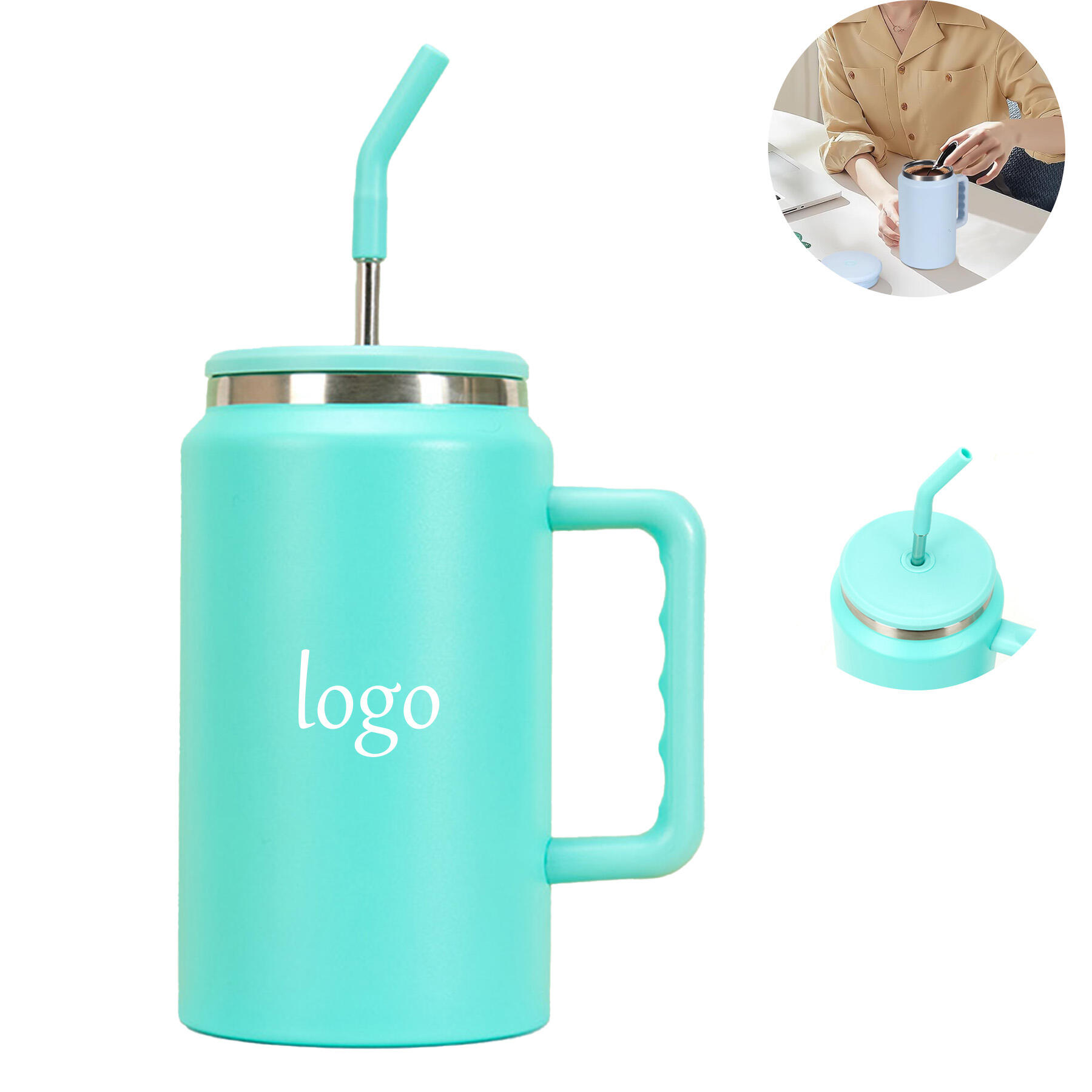 50oz Stainless Steel Cup with Handle