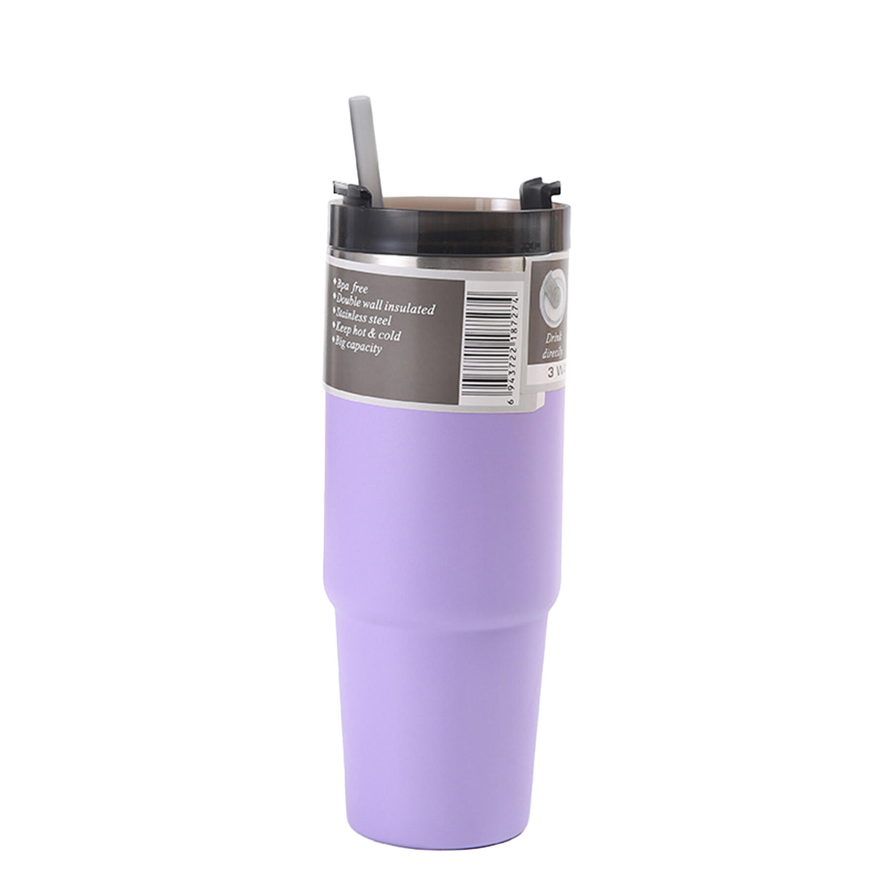 30oz Stainless Steel Cup with Straw