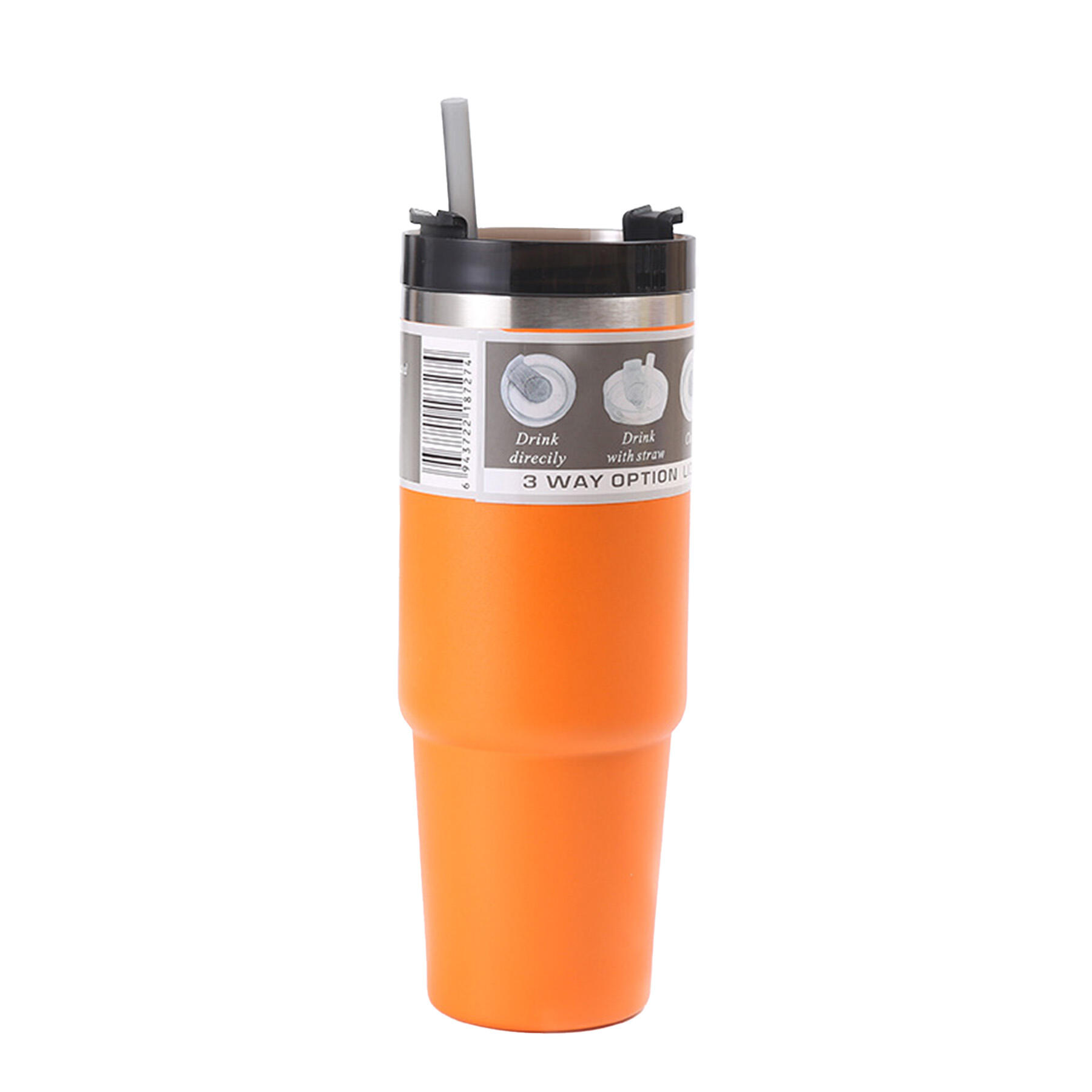 30oz Stainless Steel Cup with Straw