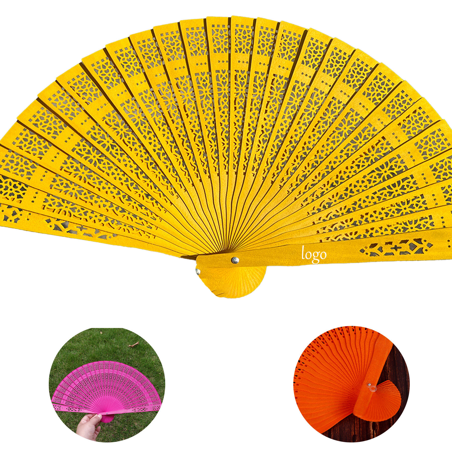Carved Wooden Folding Fan