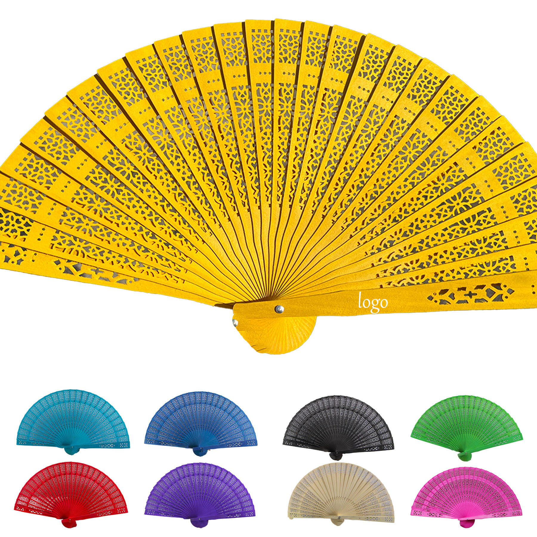 Carved Wooden Folding Fan