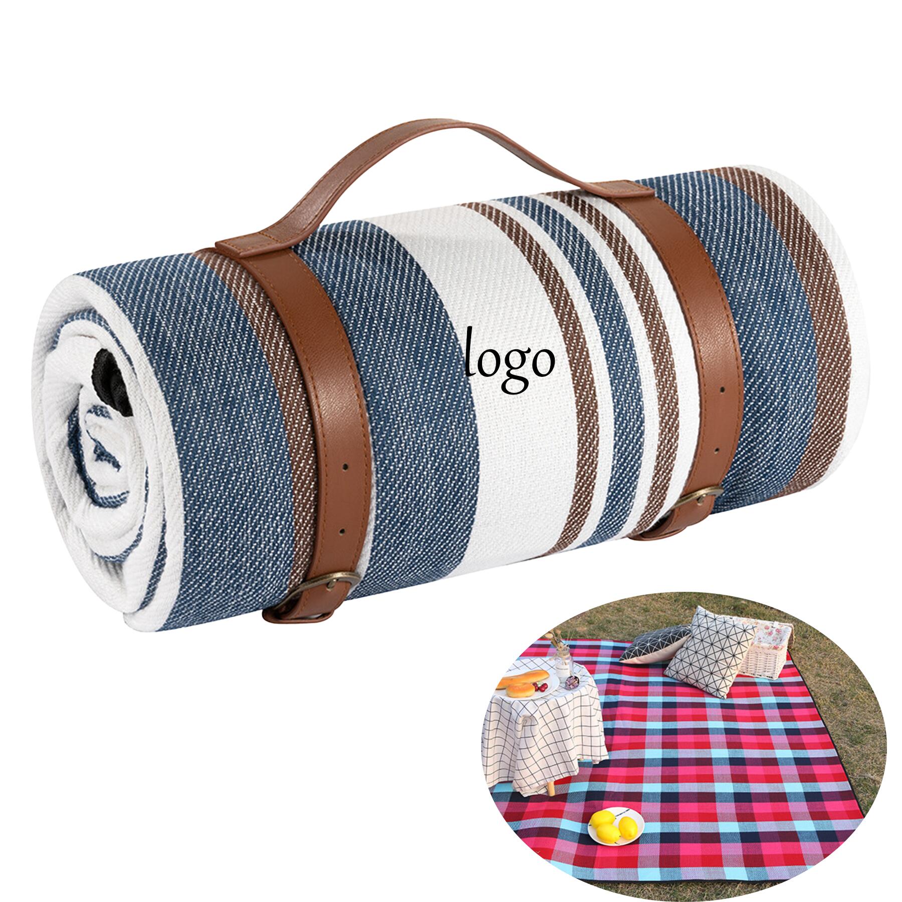 Picnic Blanket with Leather Straps