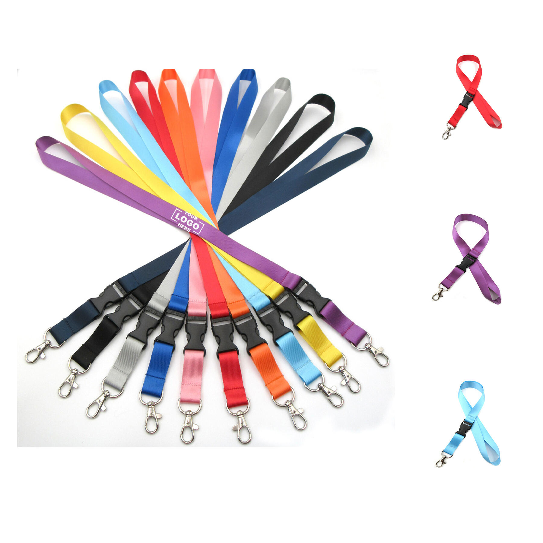 Colorful Lanyard with Lobster Claw and Plastic Buckle
