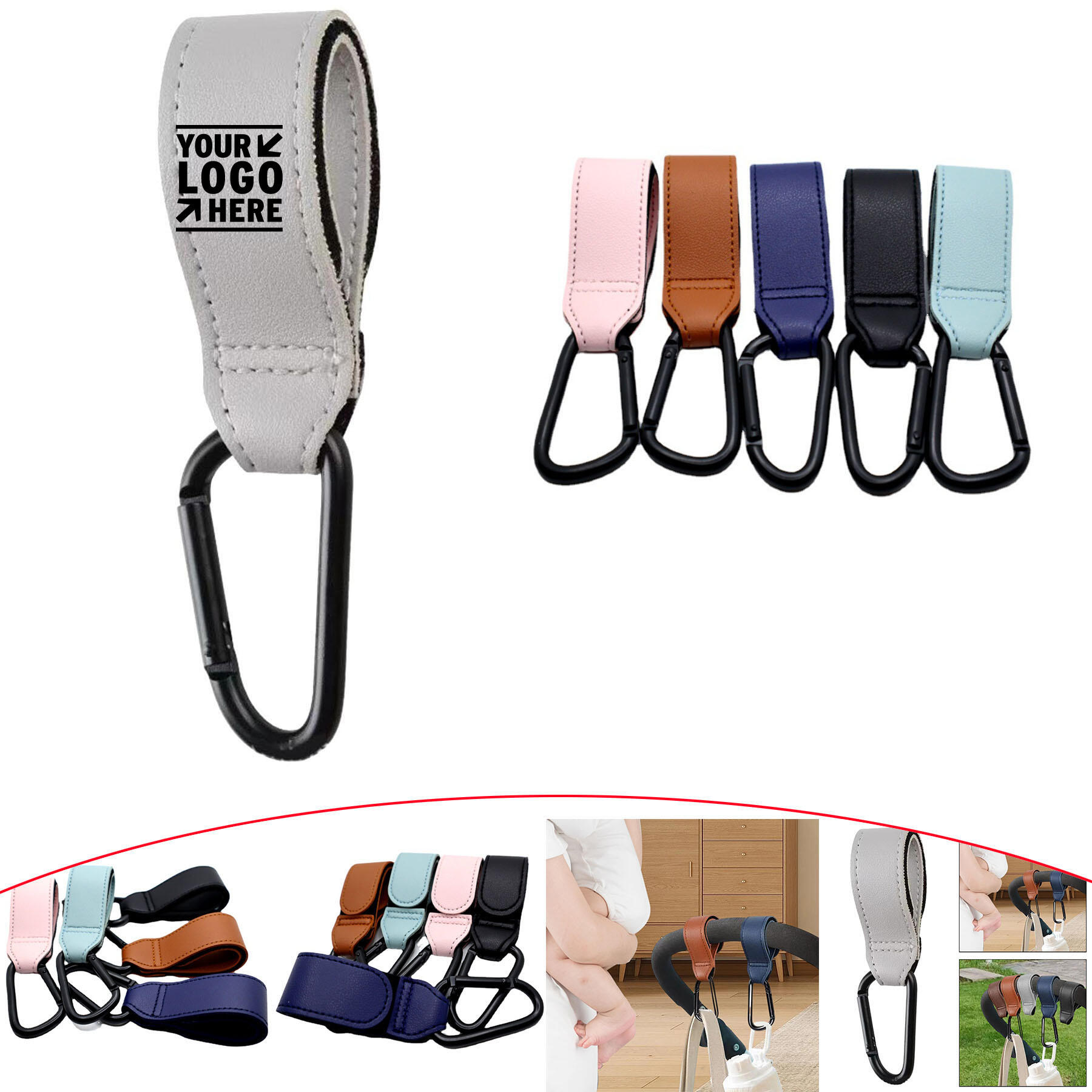 PU Stroller Hook with Velcro Strap