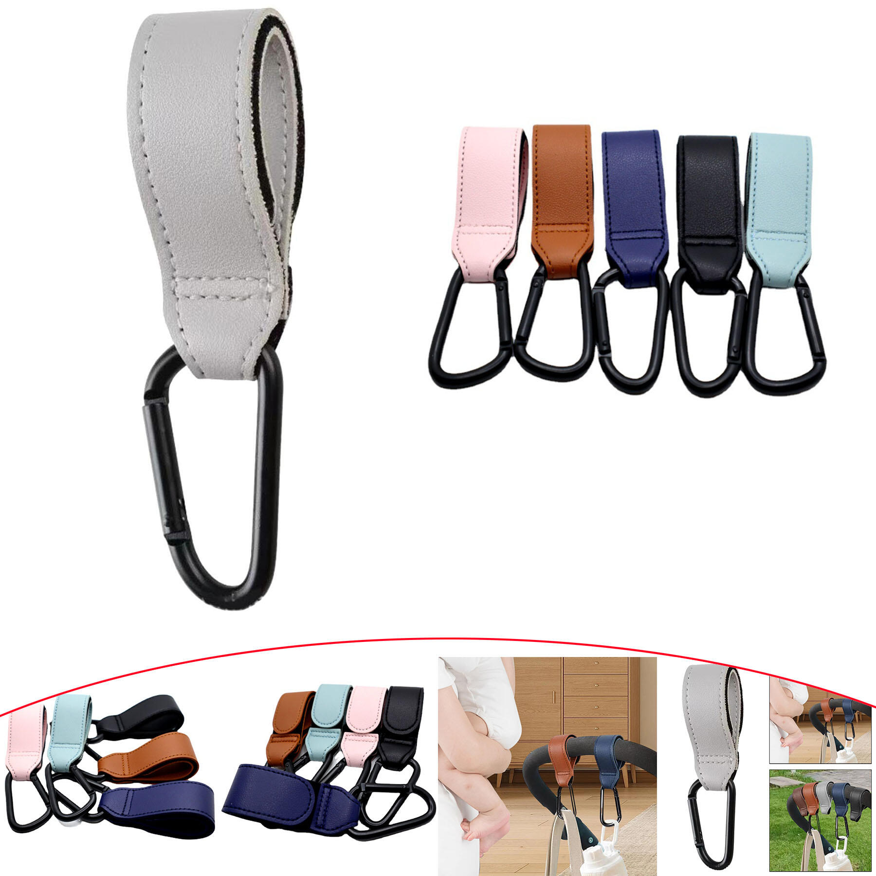 PU Stroller Hook with Velcro Strap