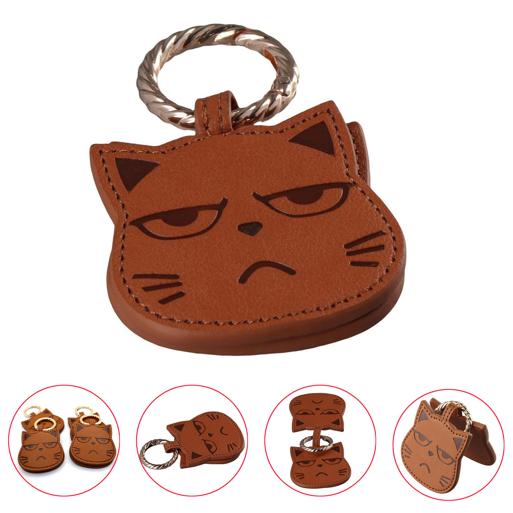 Cat Head PU Leather Magnetic Cap Clip