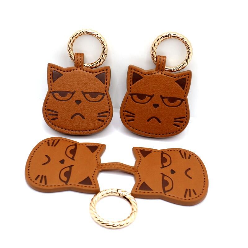 Cat Head PU Leather Magnetic Cap Clip