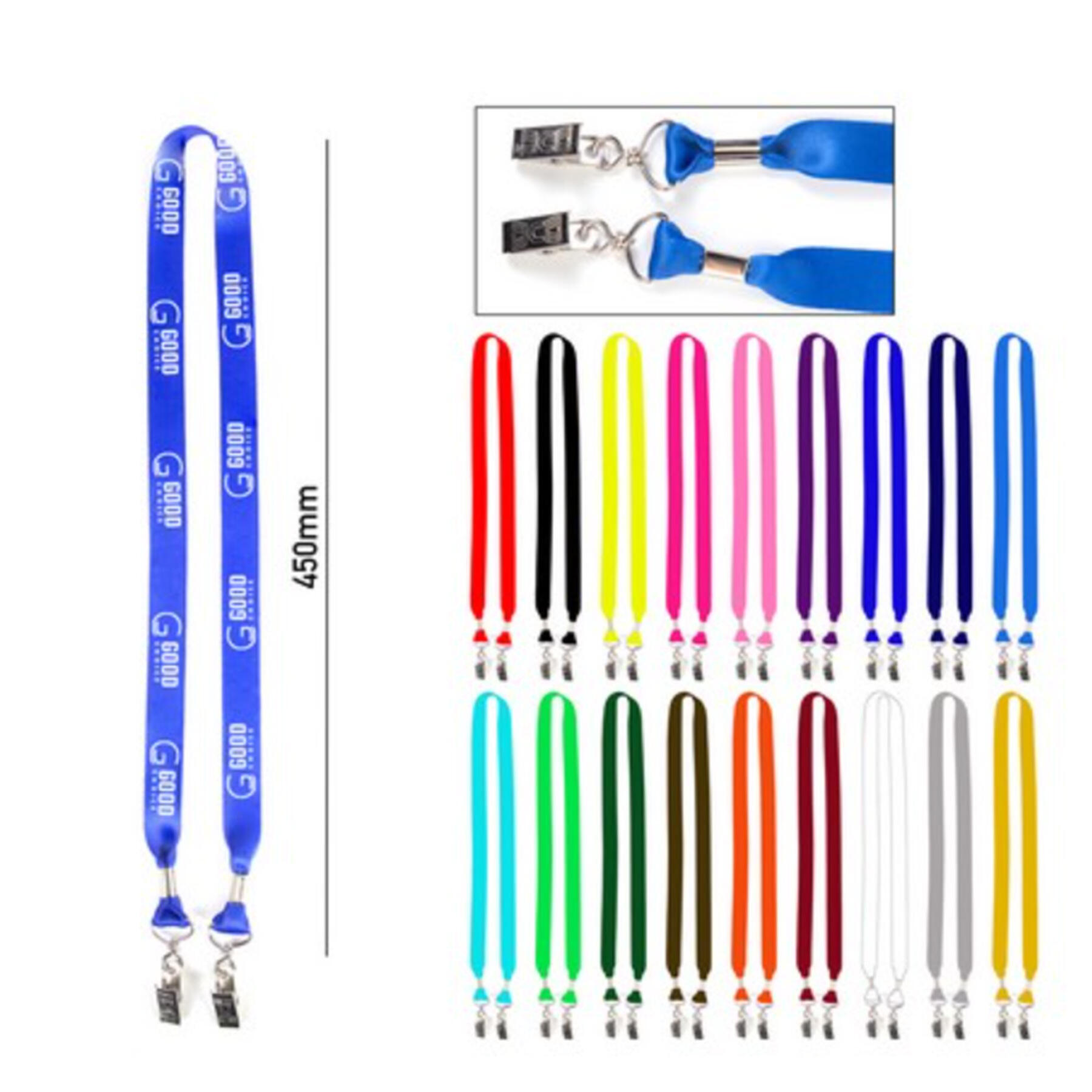 3/4 Inch Full Color Lanyard with Dual Bulldog Clips