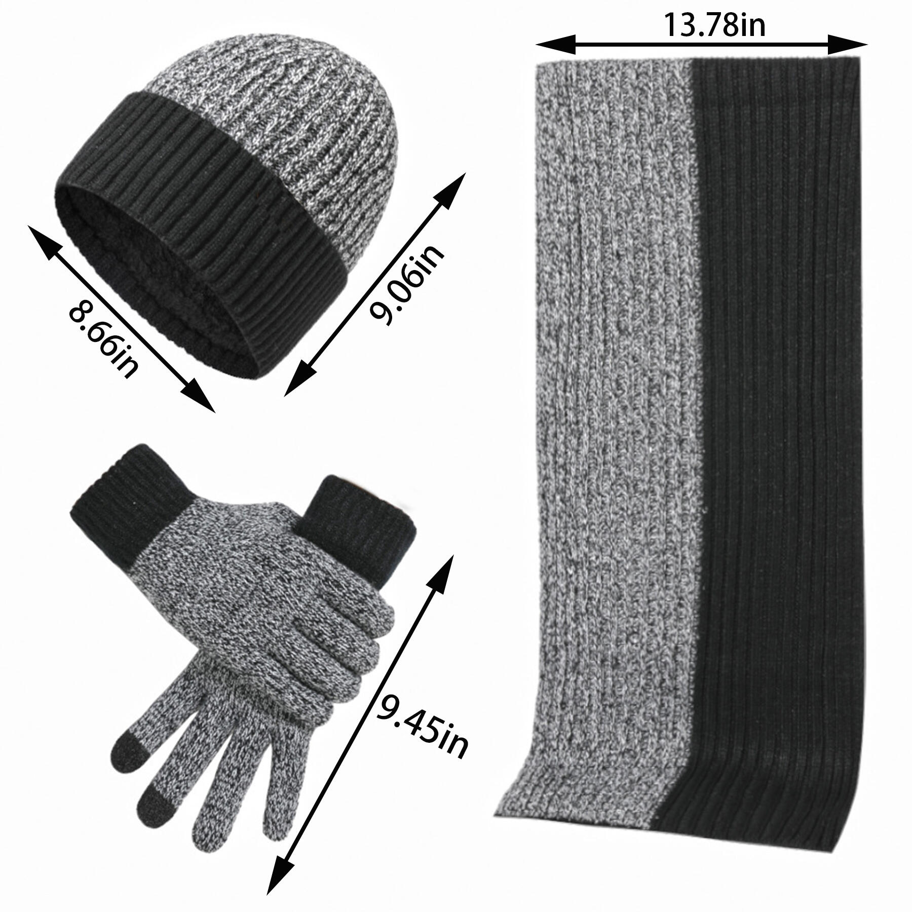 Winter Knit Hat Scarf Gloves Set