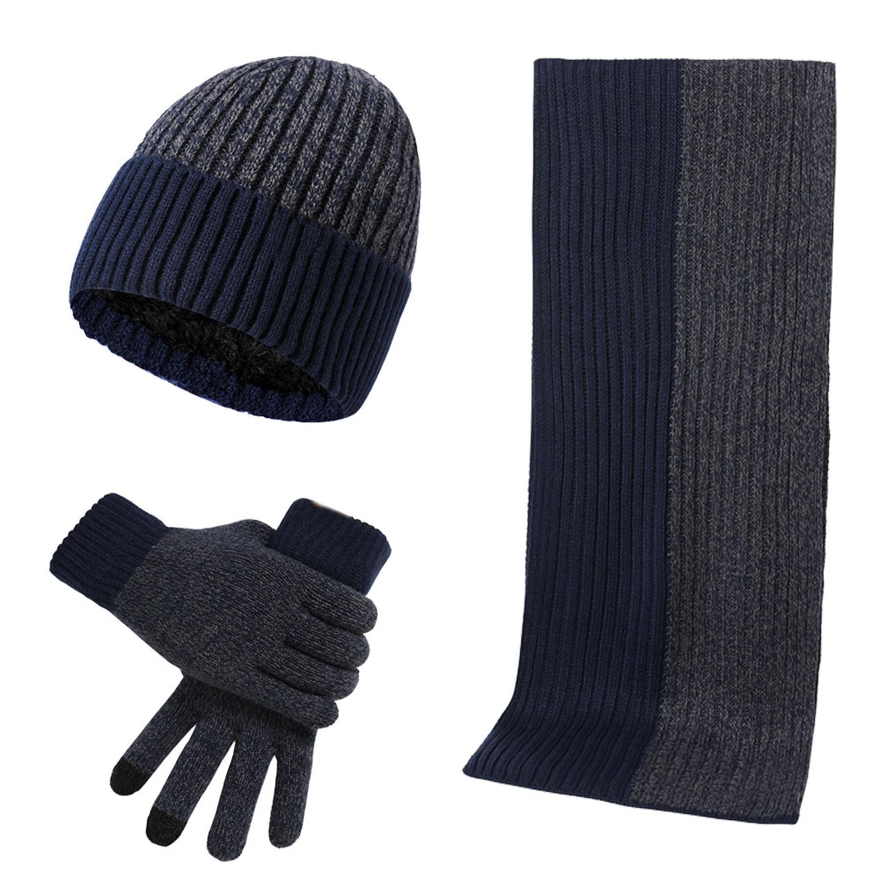 Winter Knit Hat Scarf Gloves Set