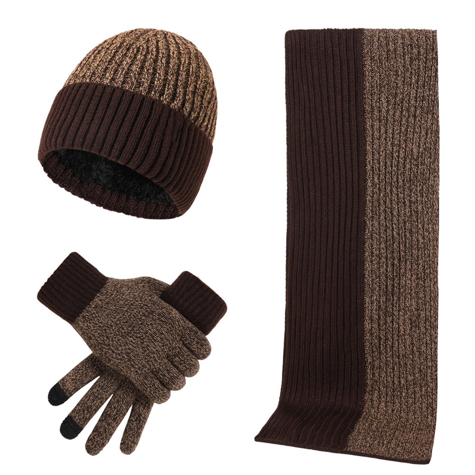 Winter Knit Hat Scarf Gloves Set