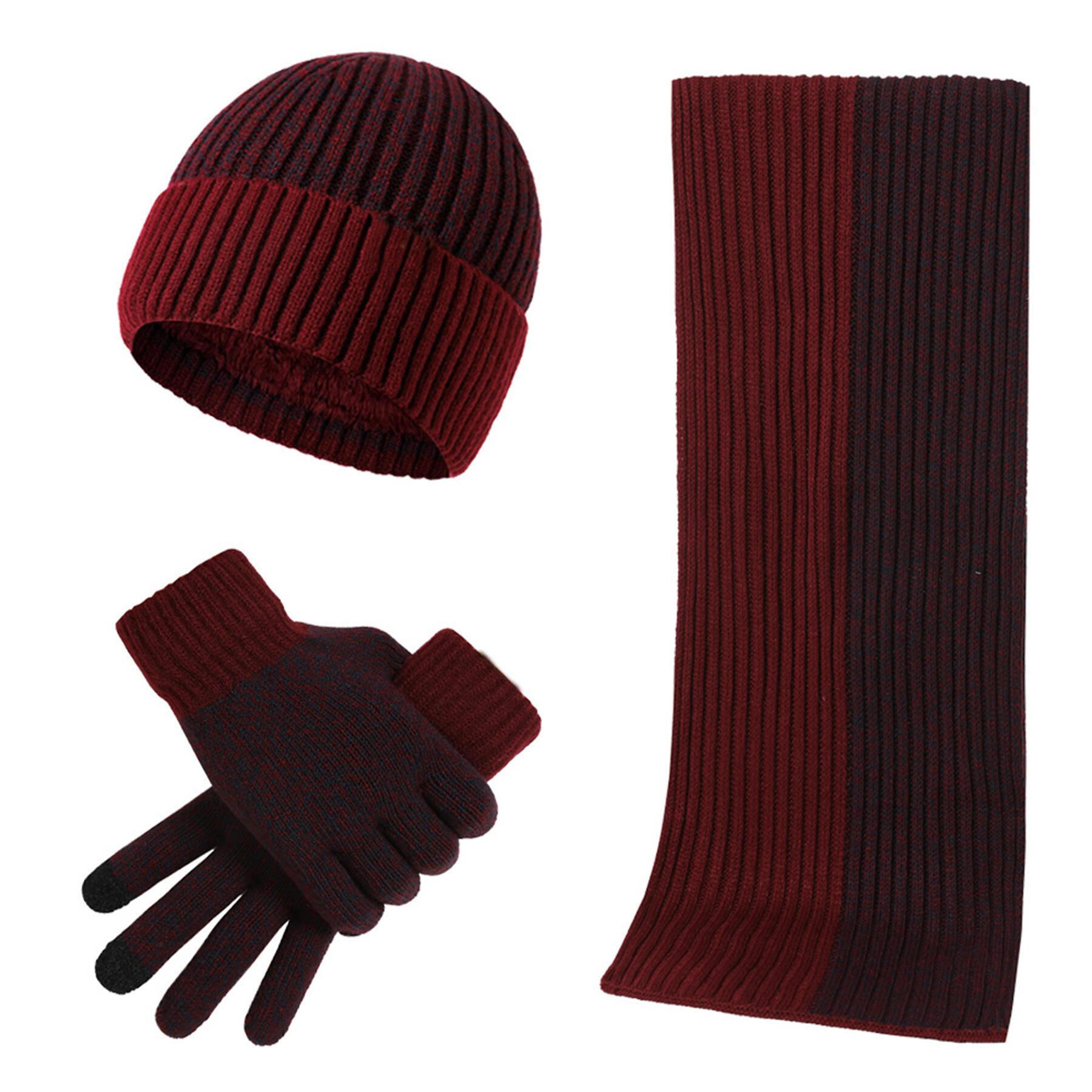 Winter Knit Hat Scarf Gloves Set