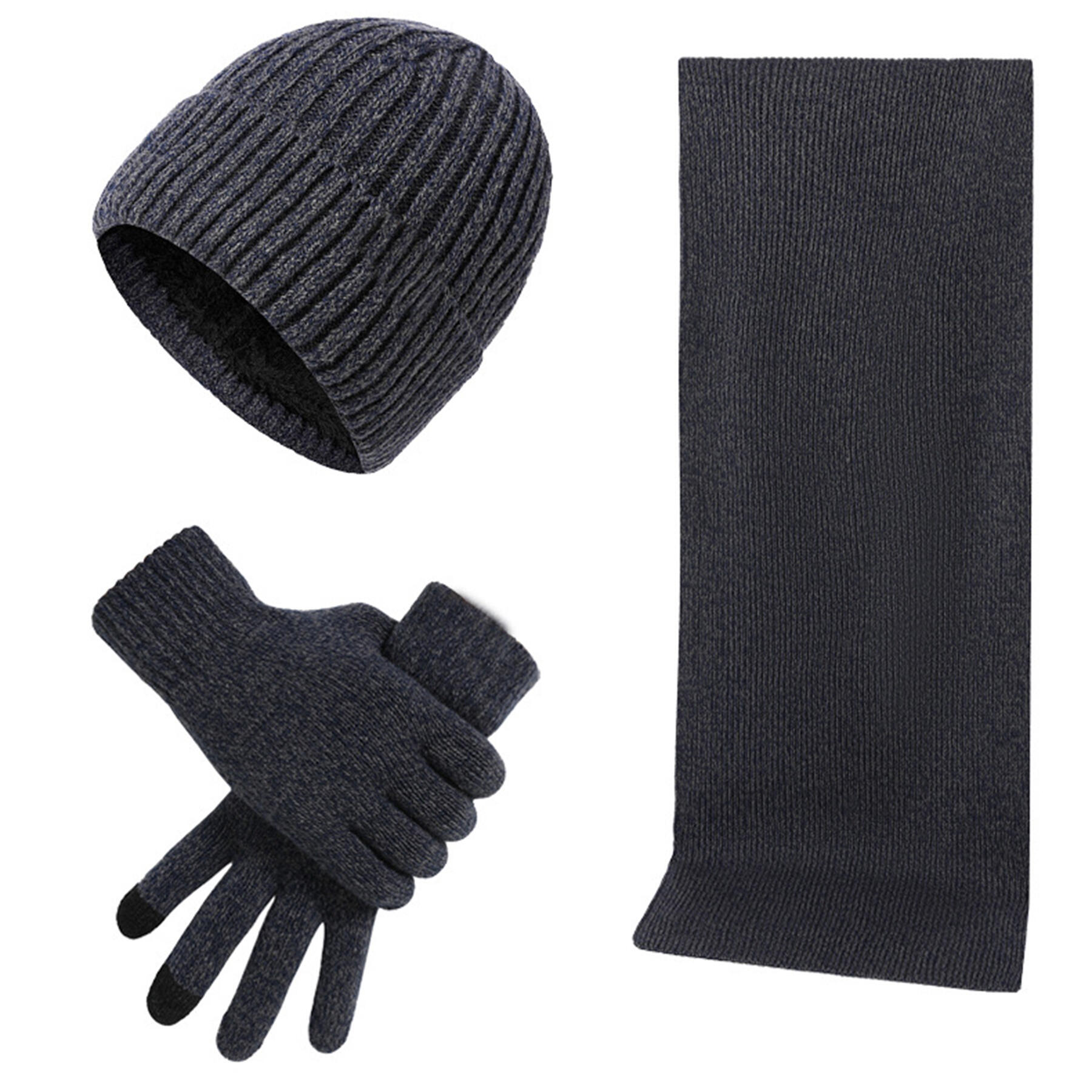Winter Knit Beanie Scarf Gloves Set