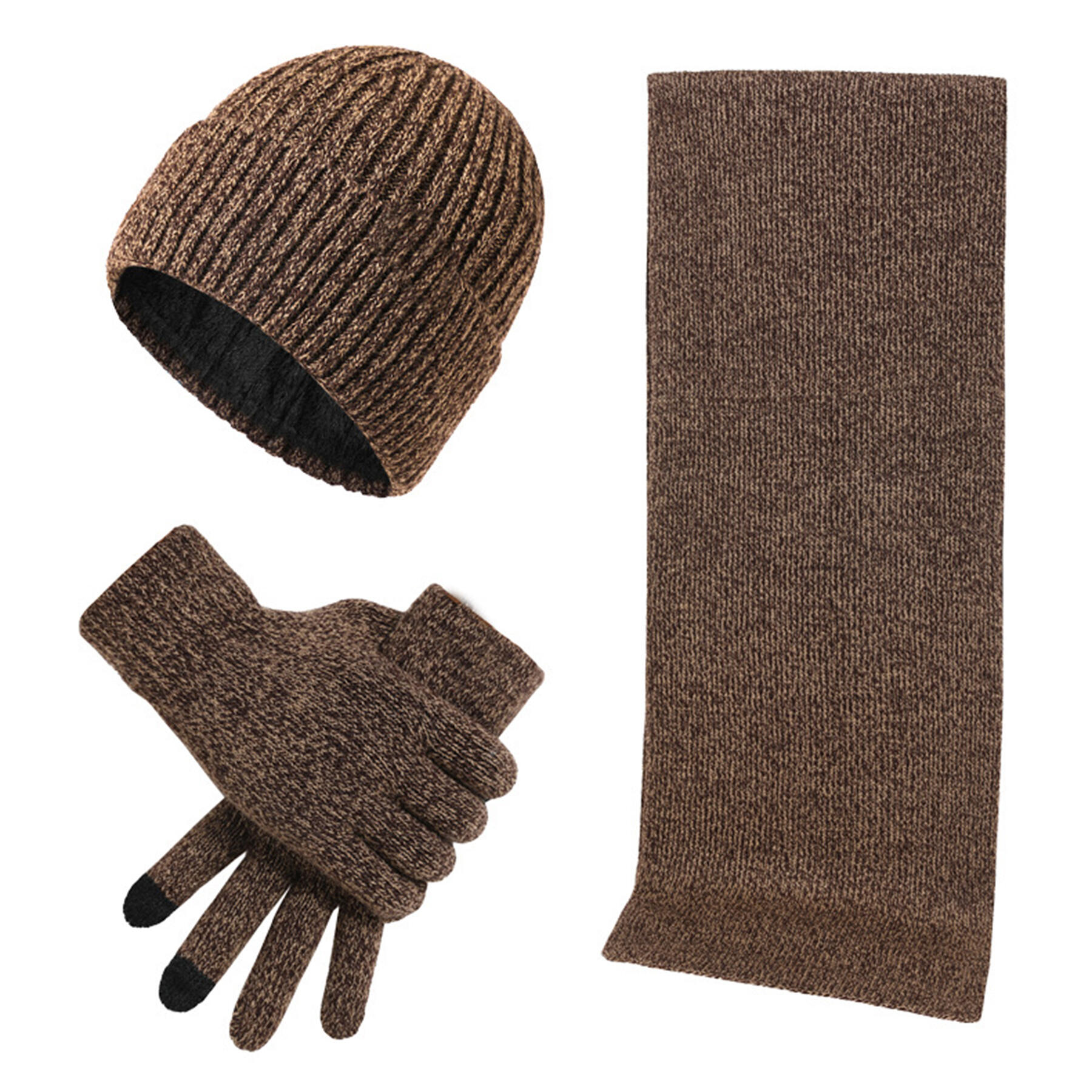 Winter Knit Beanie Scarf Gloves Set