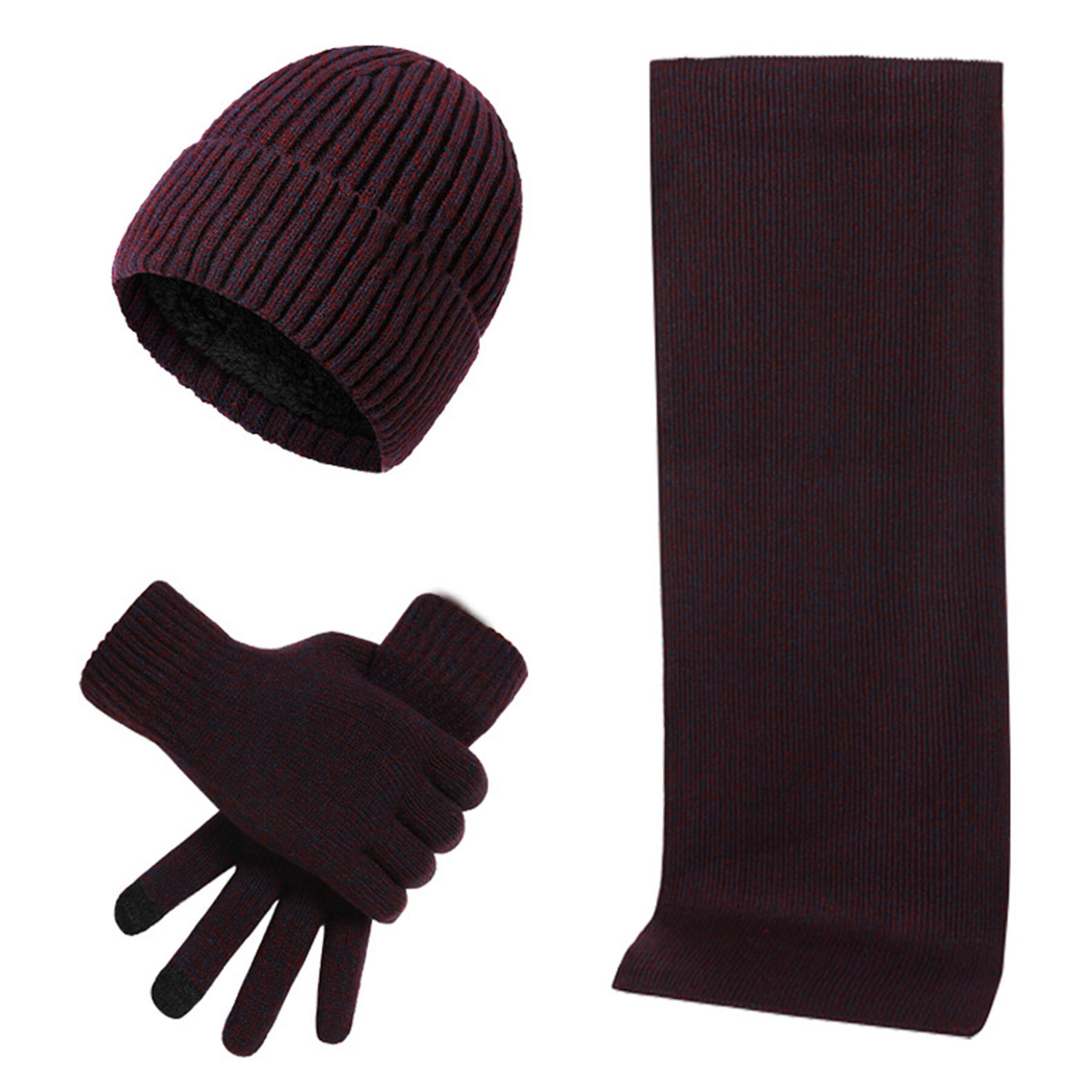 Winter Knit Beanie Scarf Gloves Set