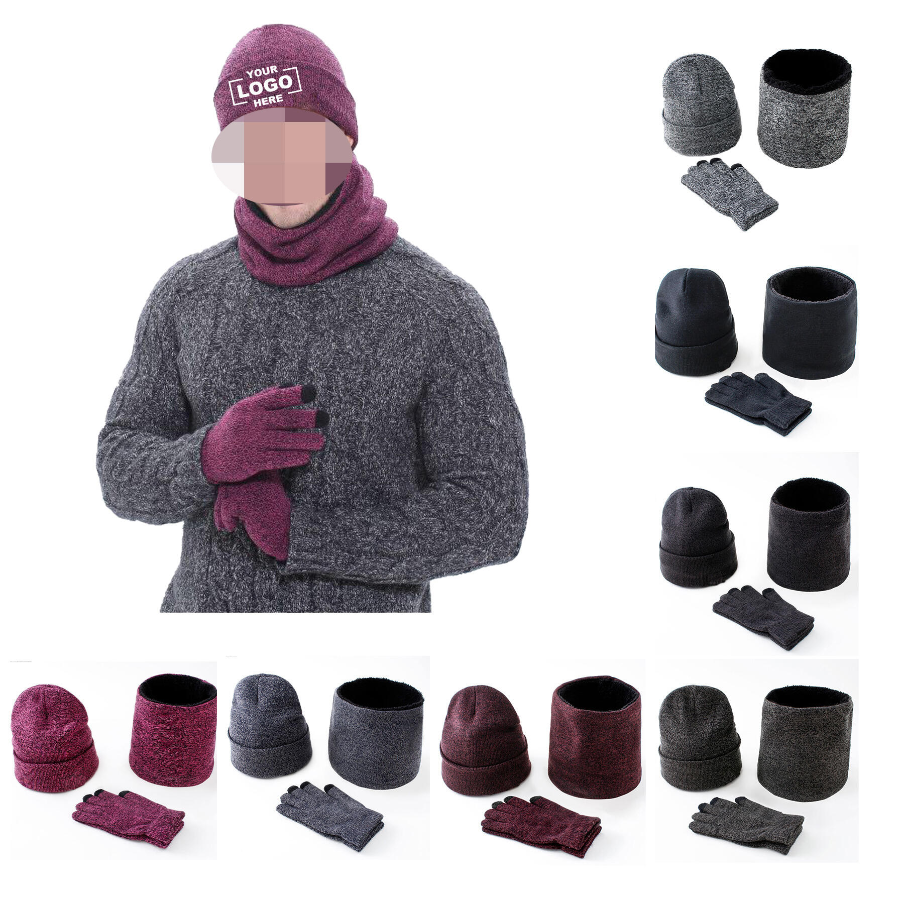 Winter Hat Scarf Gloves Set