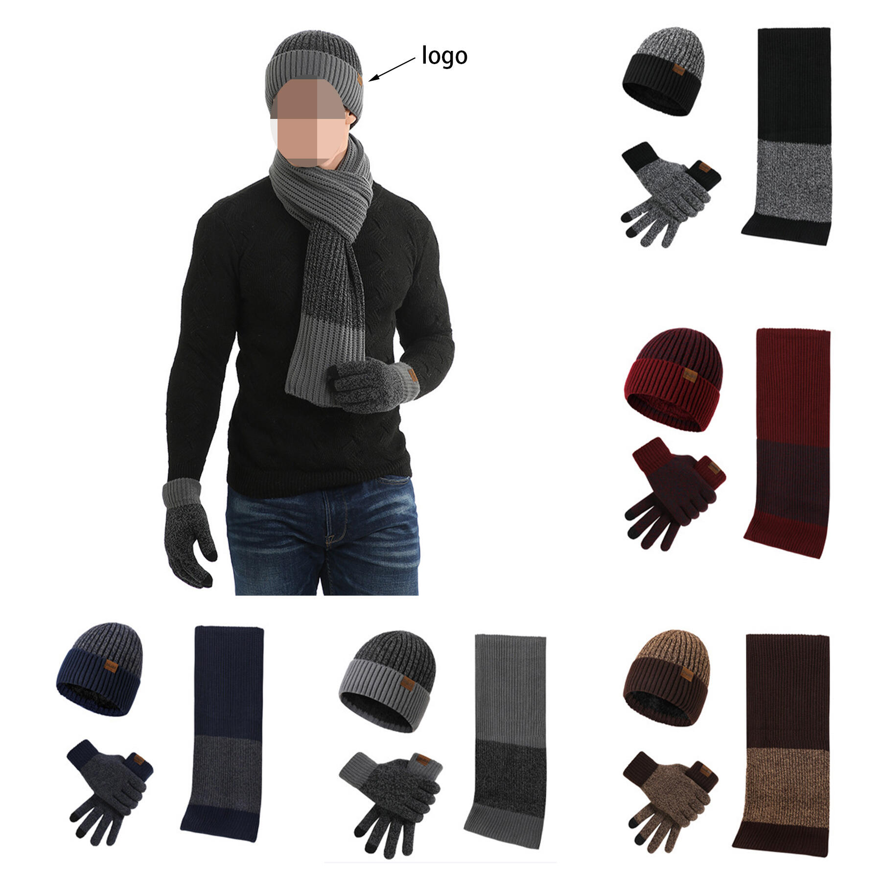 Winter Beanie Scarf Gloves Set for Men and Women