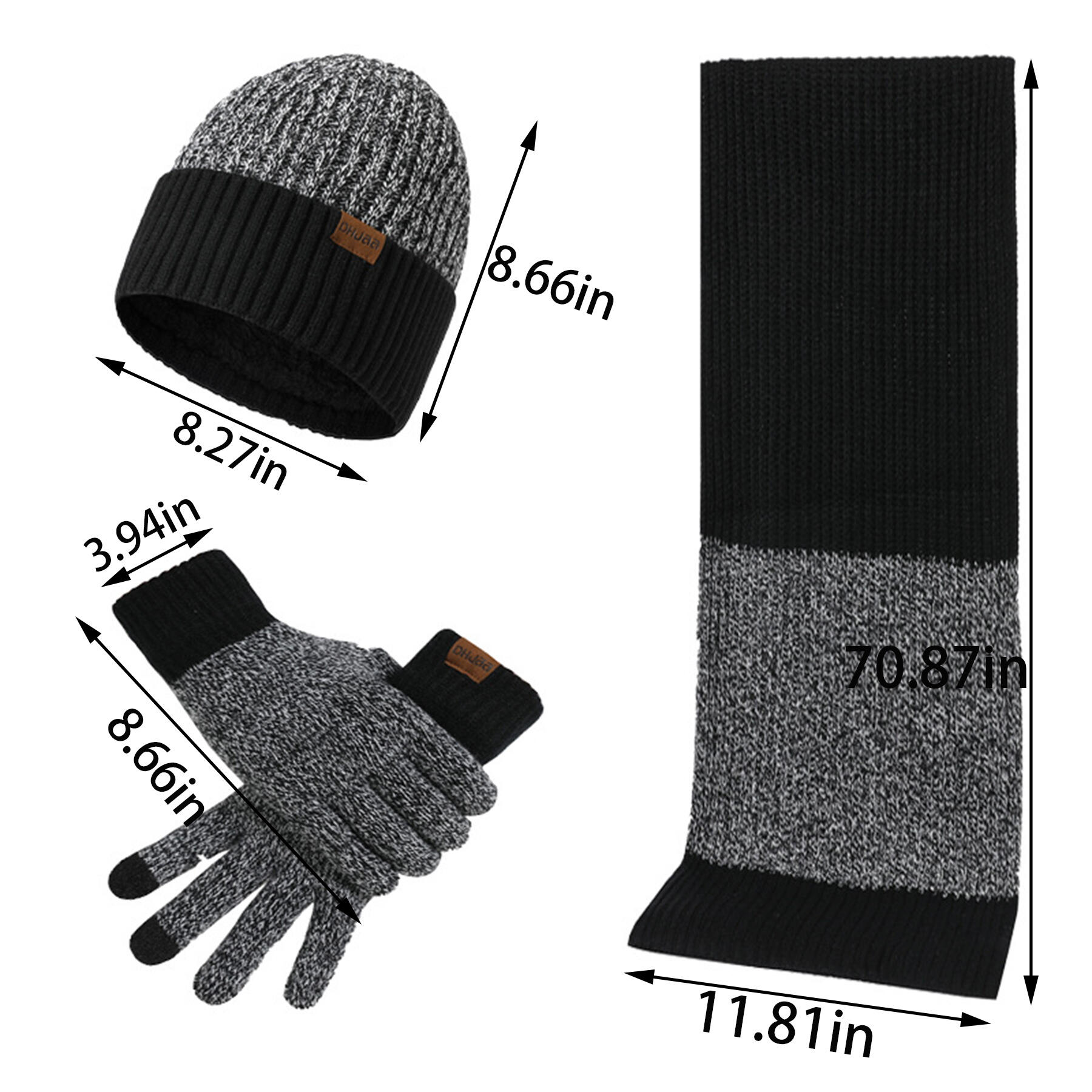 Winter Beanie Scarf Gloves Set for Men and Women