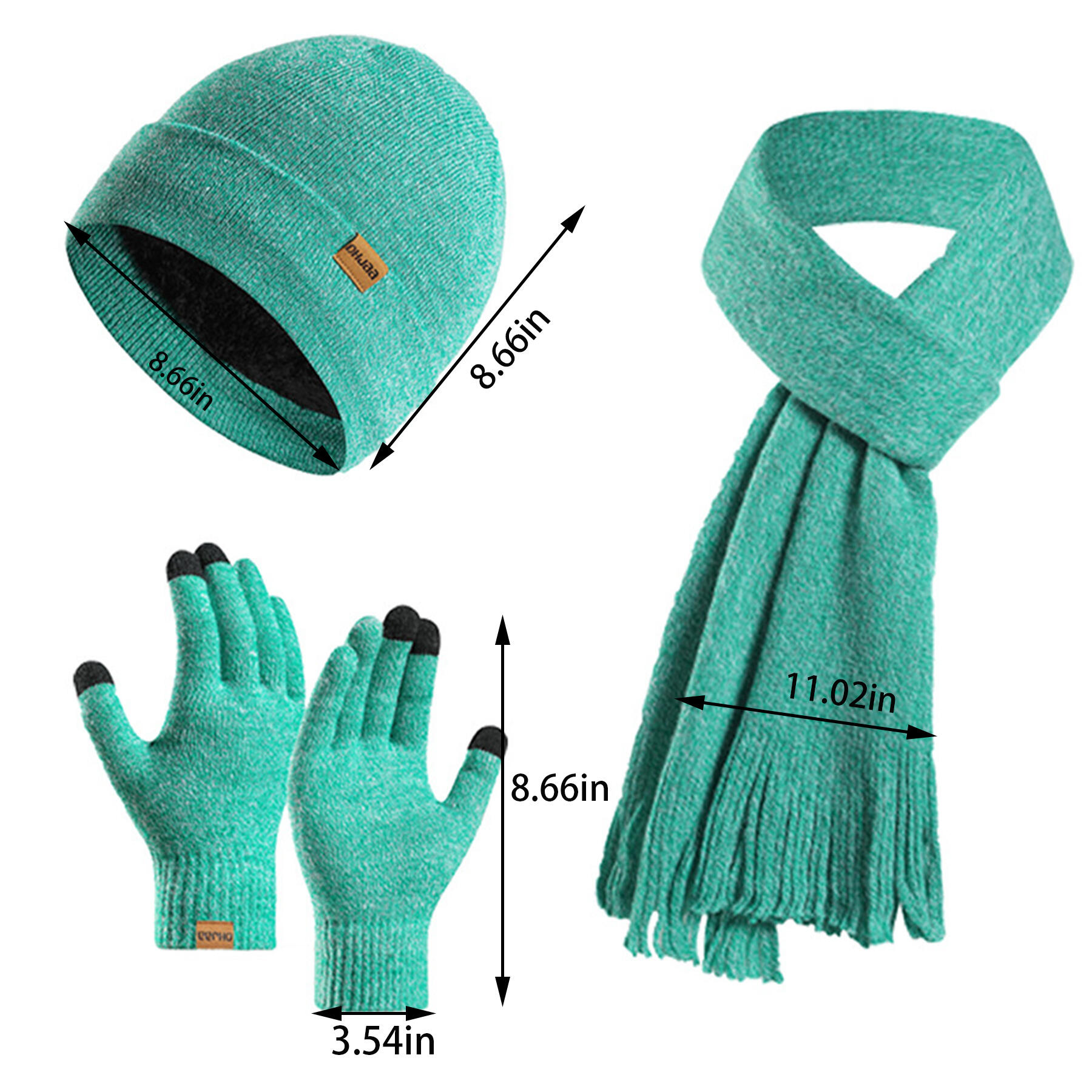 Knit Winter Hat Scarf Gloves Set