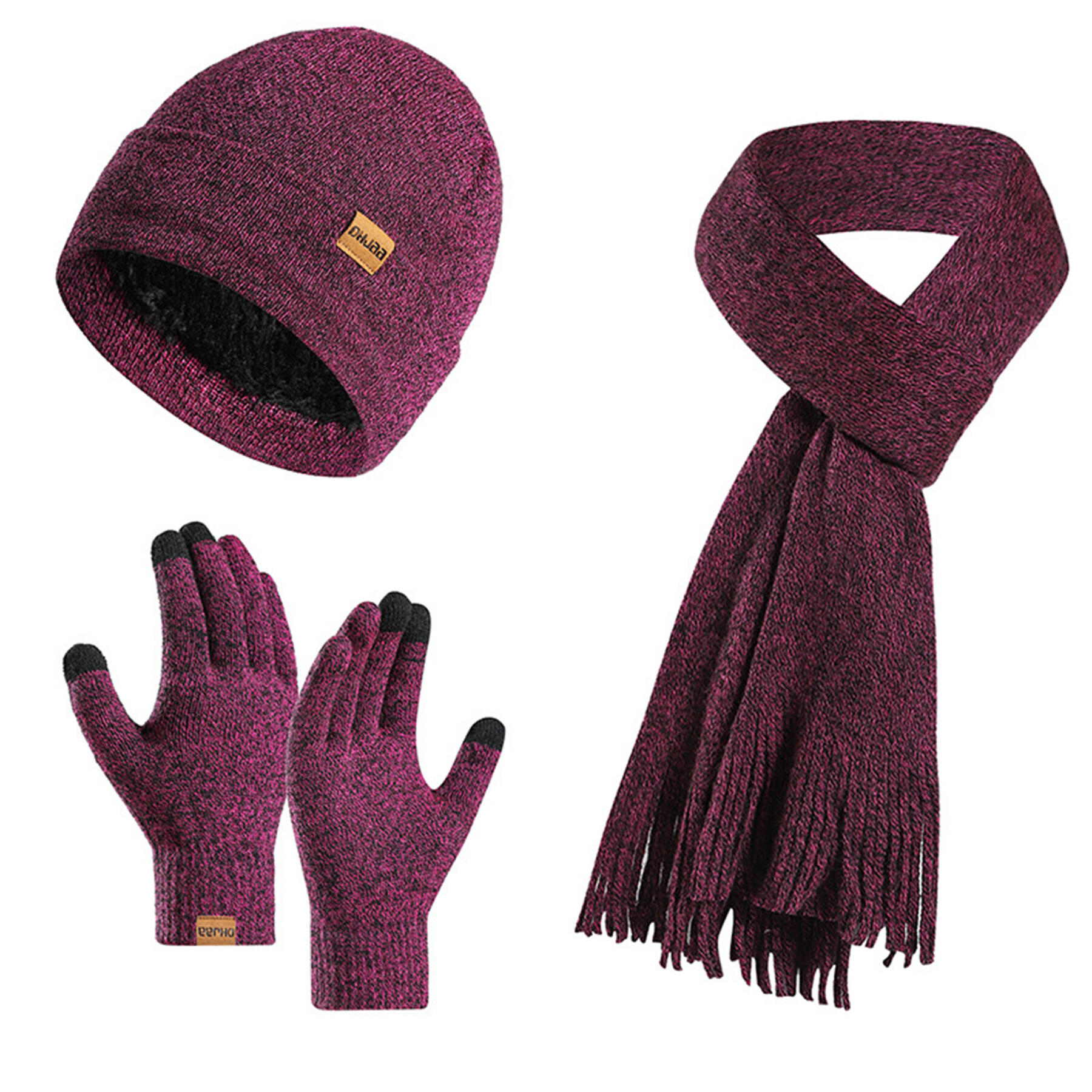 Knit Winter Hat Scarf Gloves Set