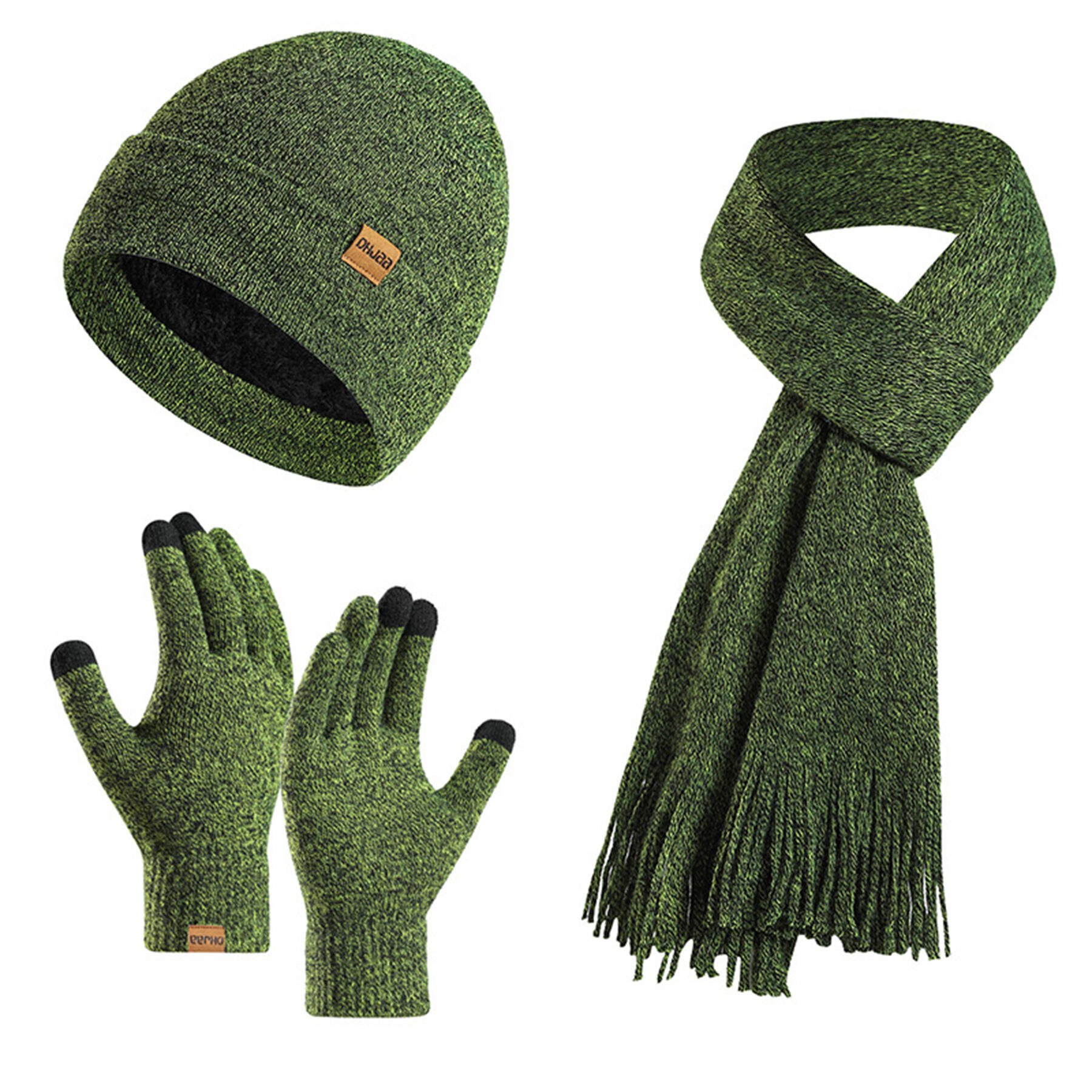 Knit Winter Hat Scarf Gloves Set