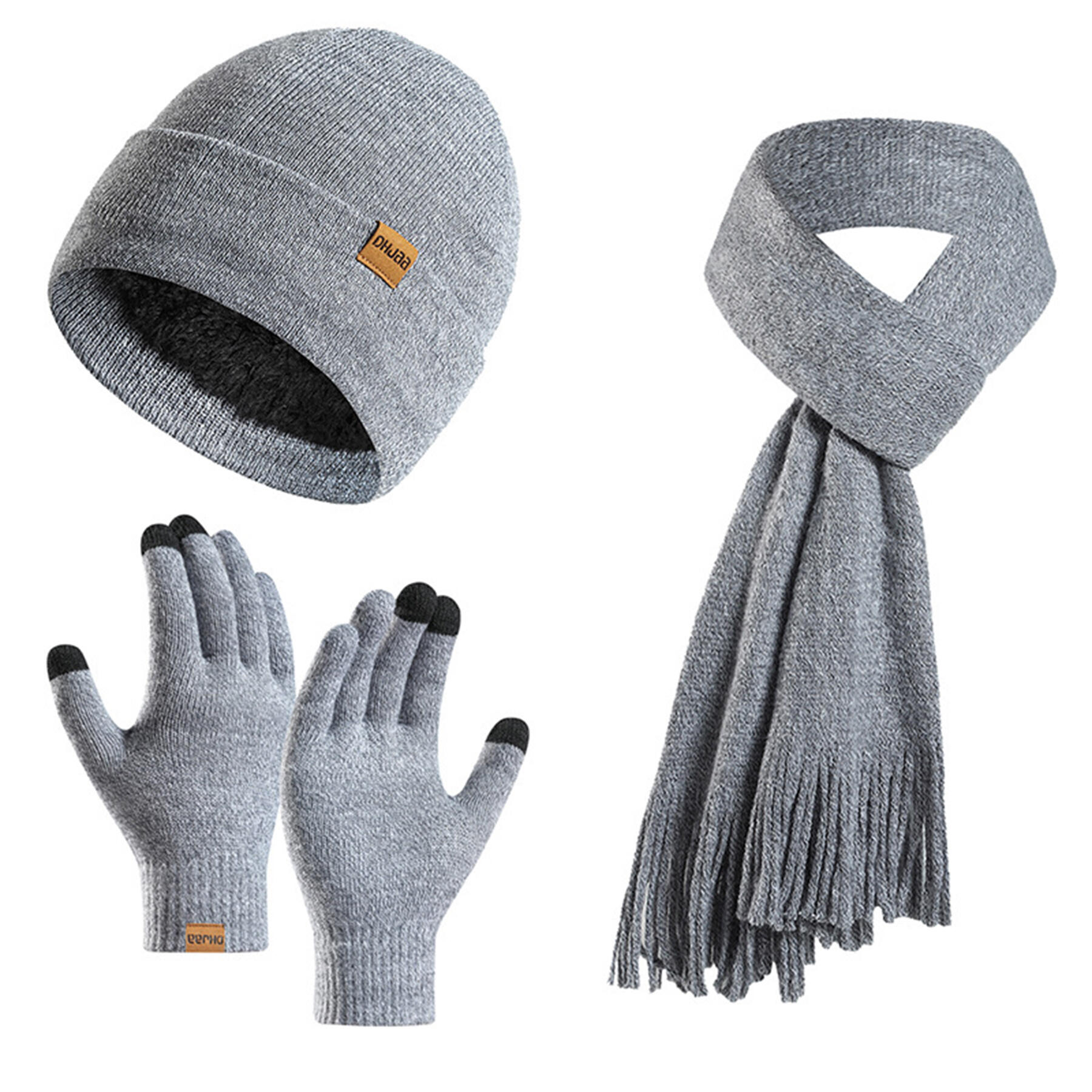 Knit Winter Hat Scarf Gloves Set