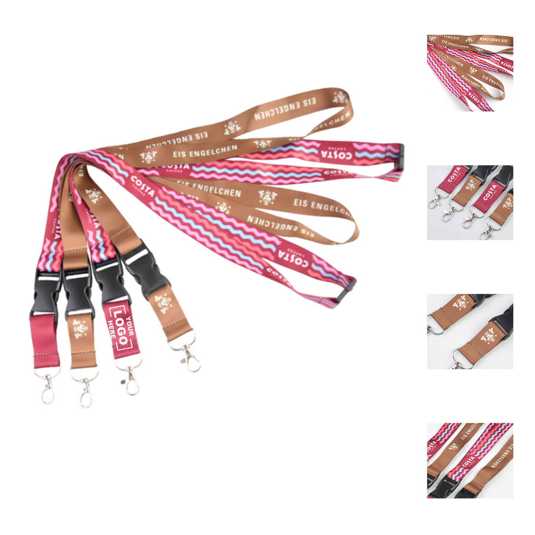 0.79 Inch Custom Lanyard with Buckle and Badge Holder