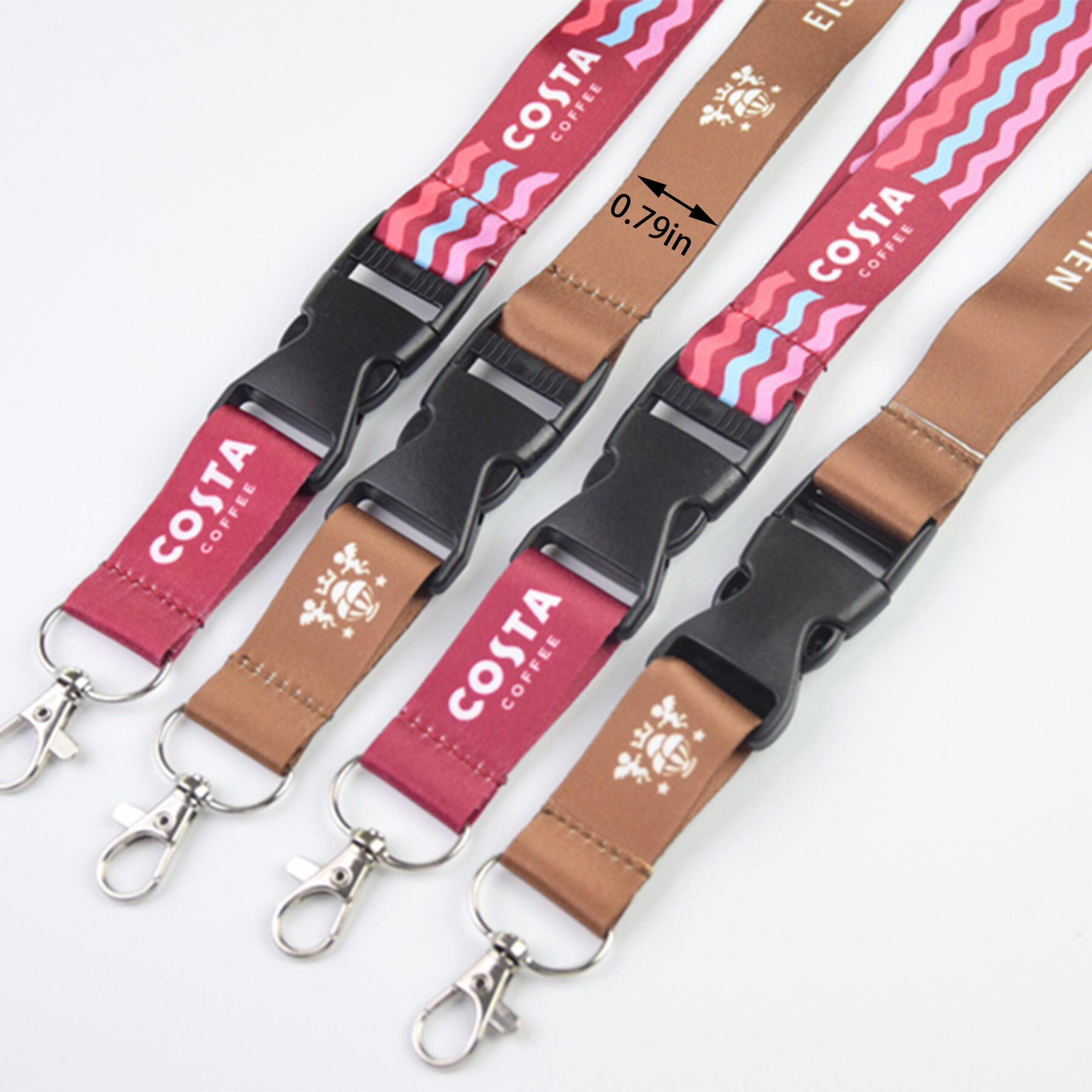 0.79 Inch Custom Lanyard with Buckle and Badge Holder