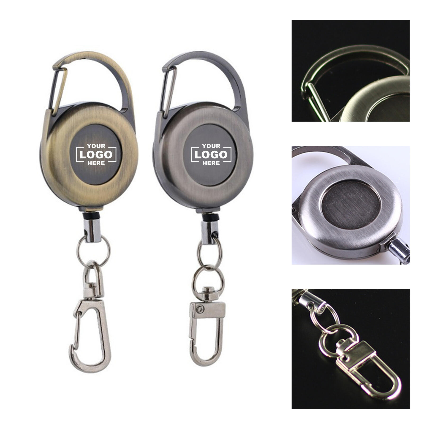 Durable Zinc Alloy Carabiner Badge Holder with Lobster Clasp