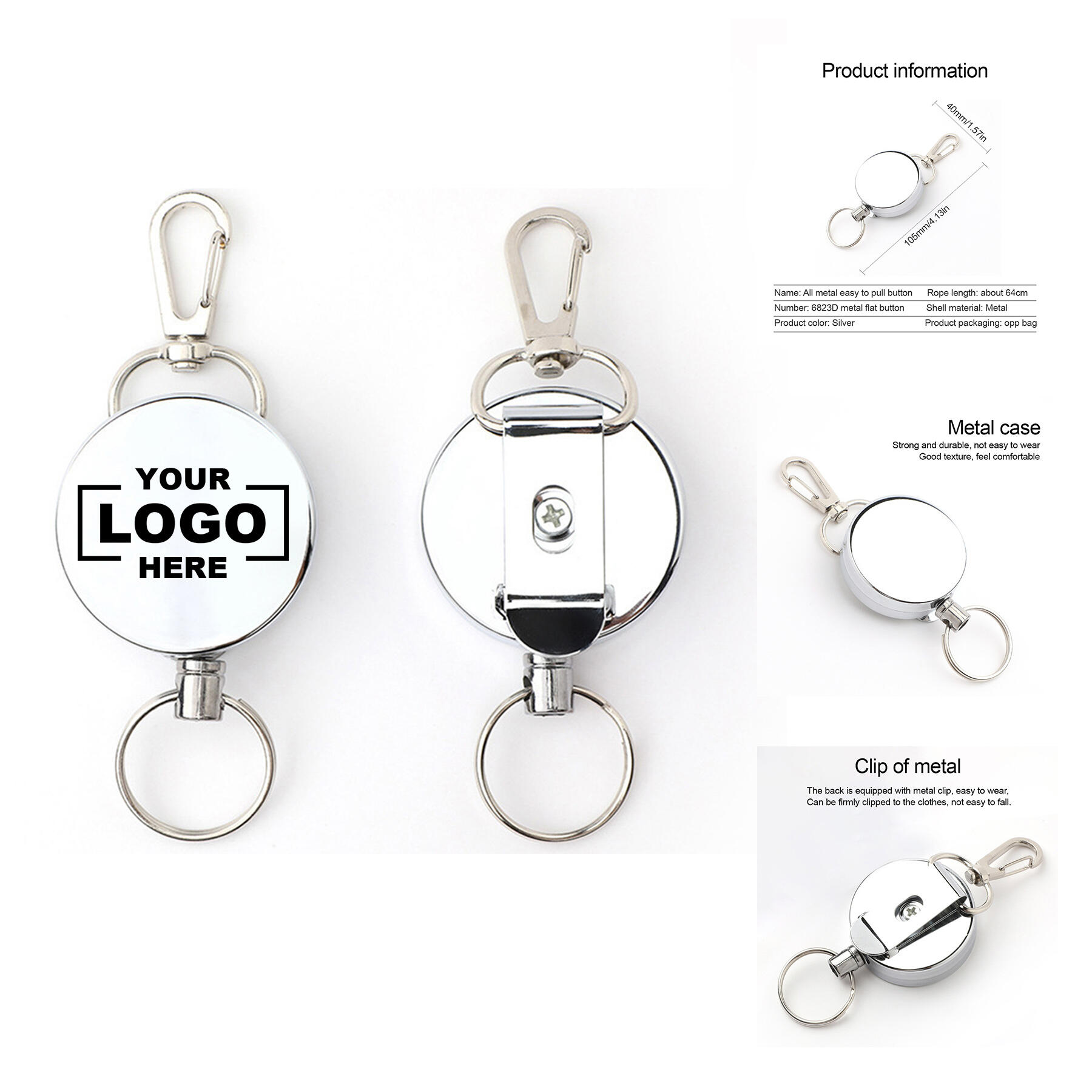 Heavy Duty Metal Badge Reel with Belt Clip for Outdoors