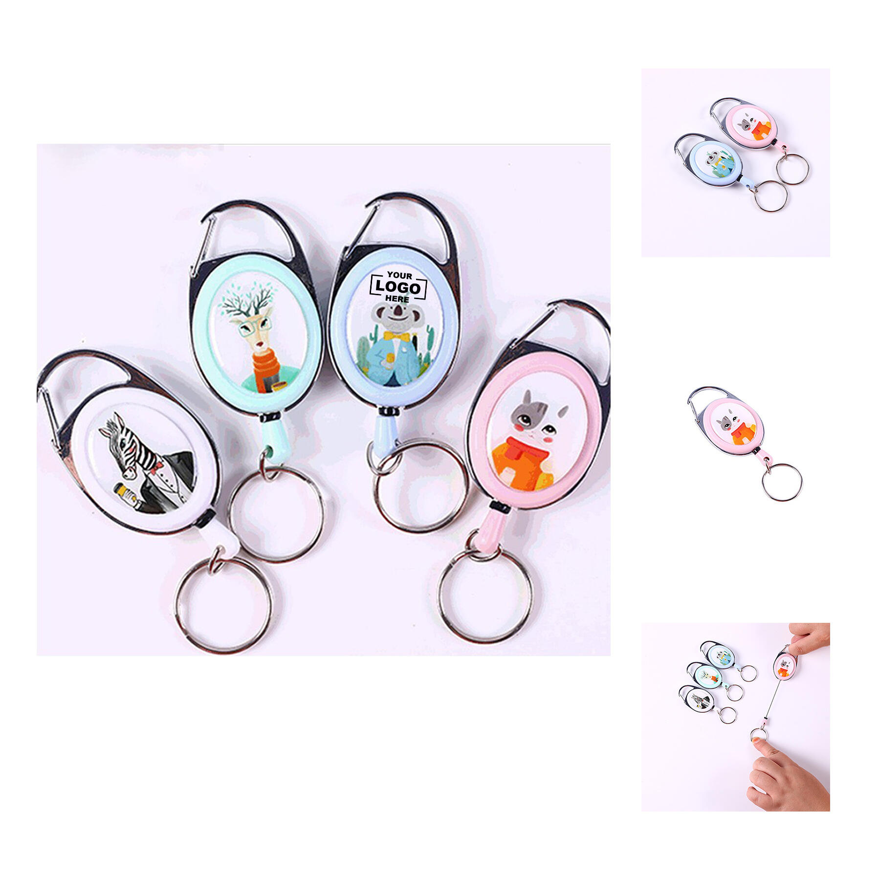 Oval Carabiner Badge Reel with Belt Clip