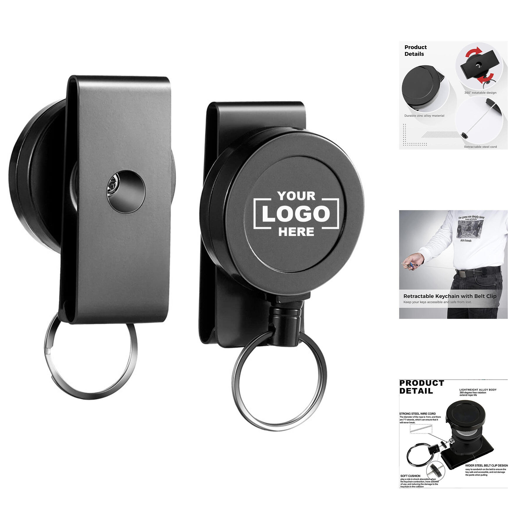 Retractable Badge Holder with Key Ring