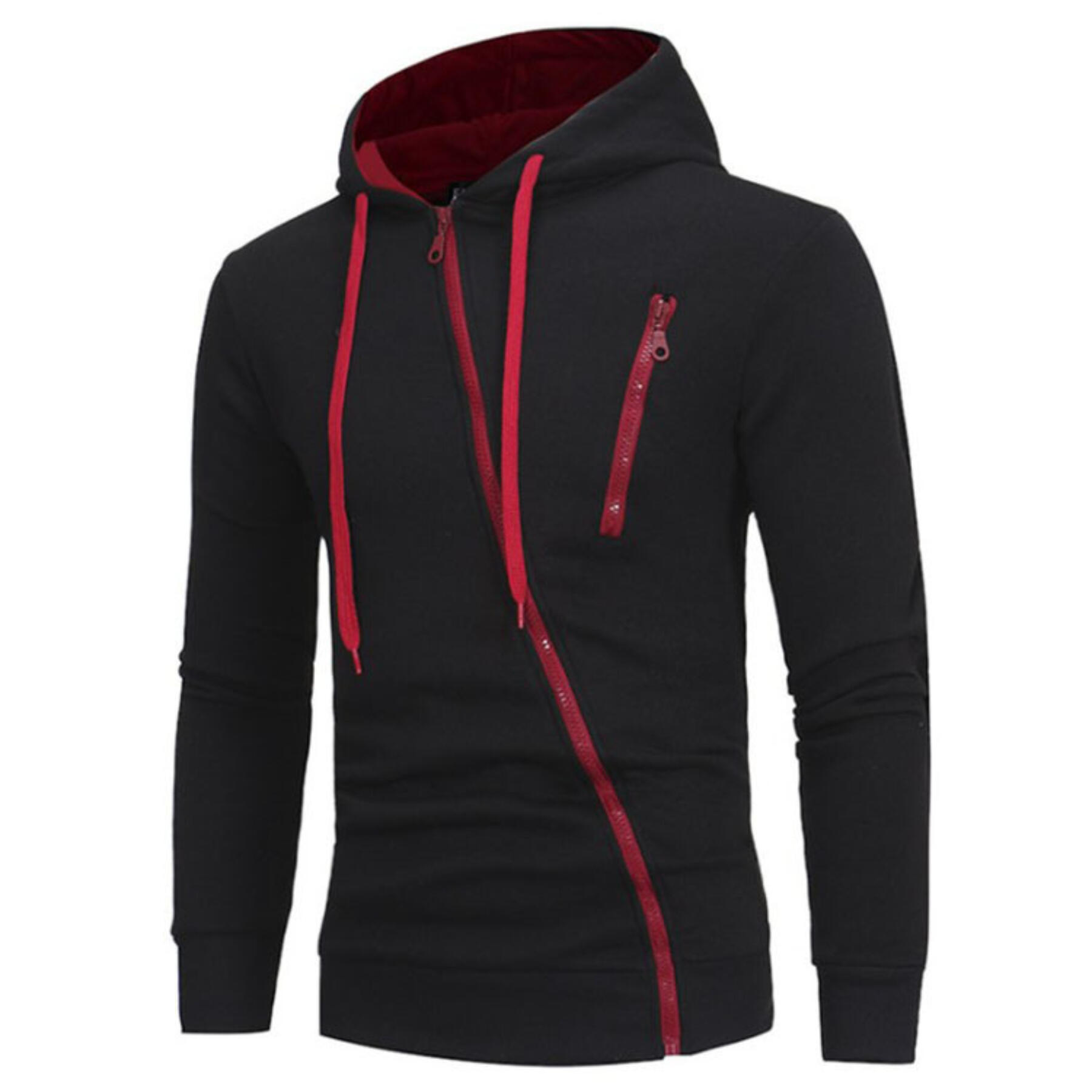 Diagonal Zipper Hoodie