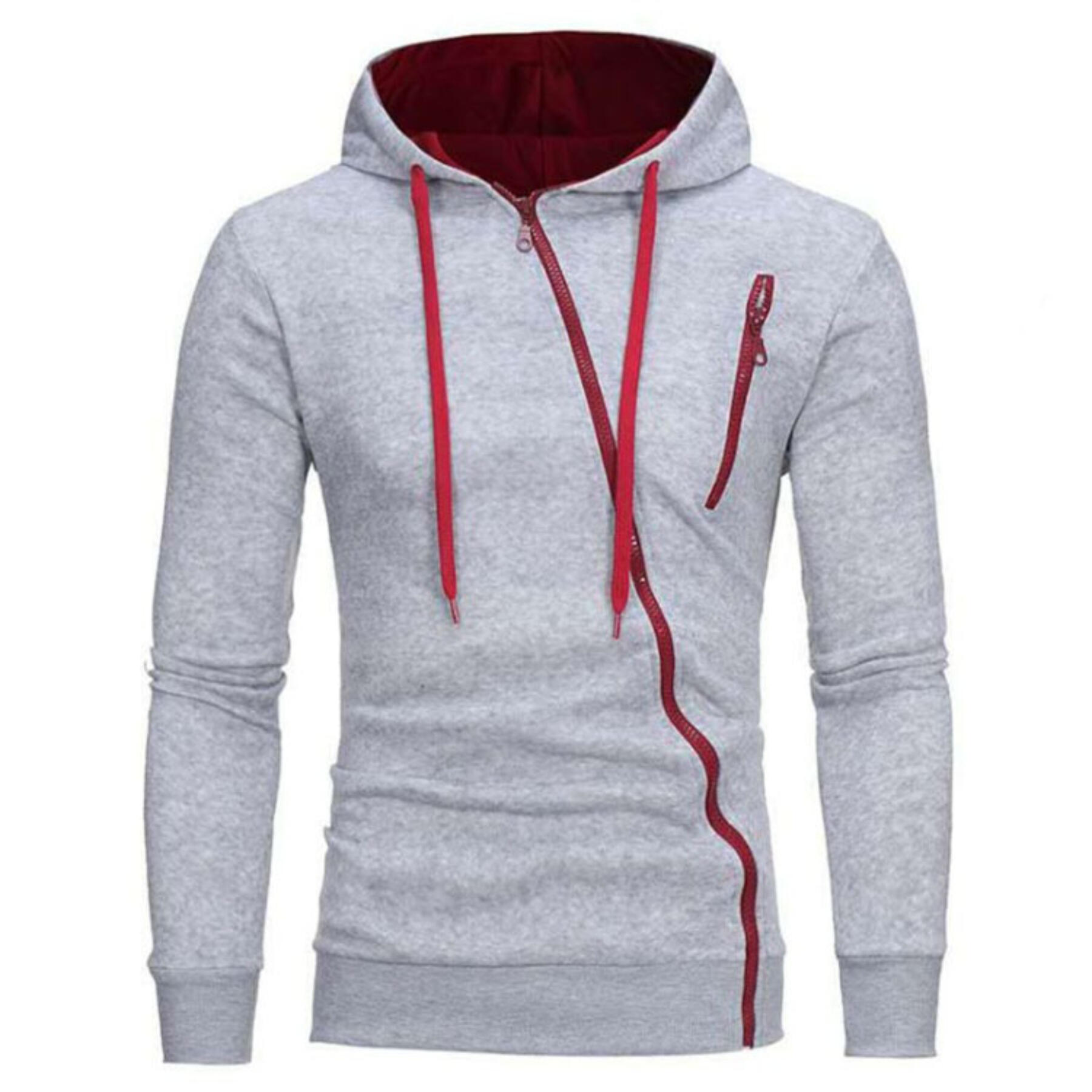 Diagonal Zipper Hoodie