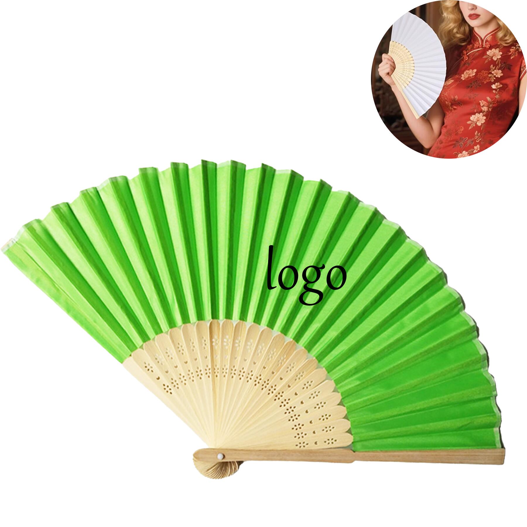 Custom Logo Bamboo Folding Cloth Fan