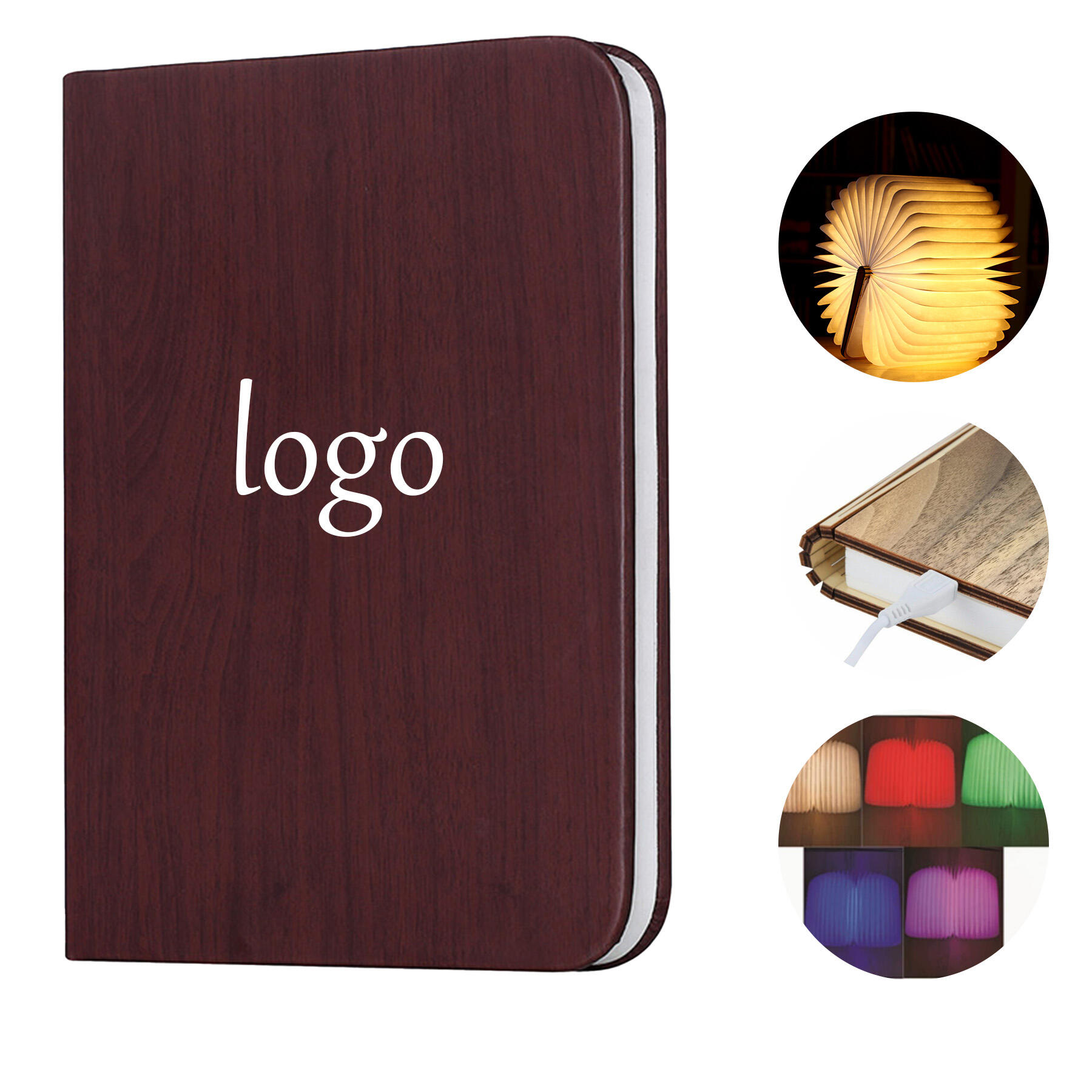Rechargeable Wooden Folding Book Light