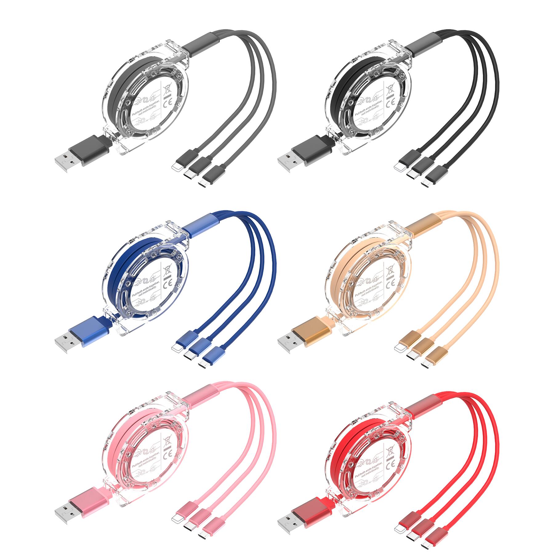 Retractable USB Charging Cable Trio