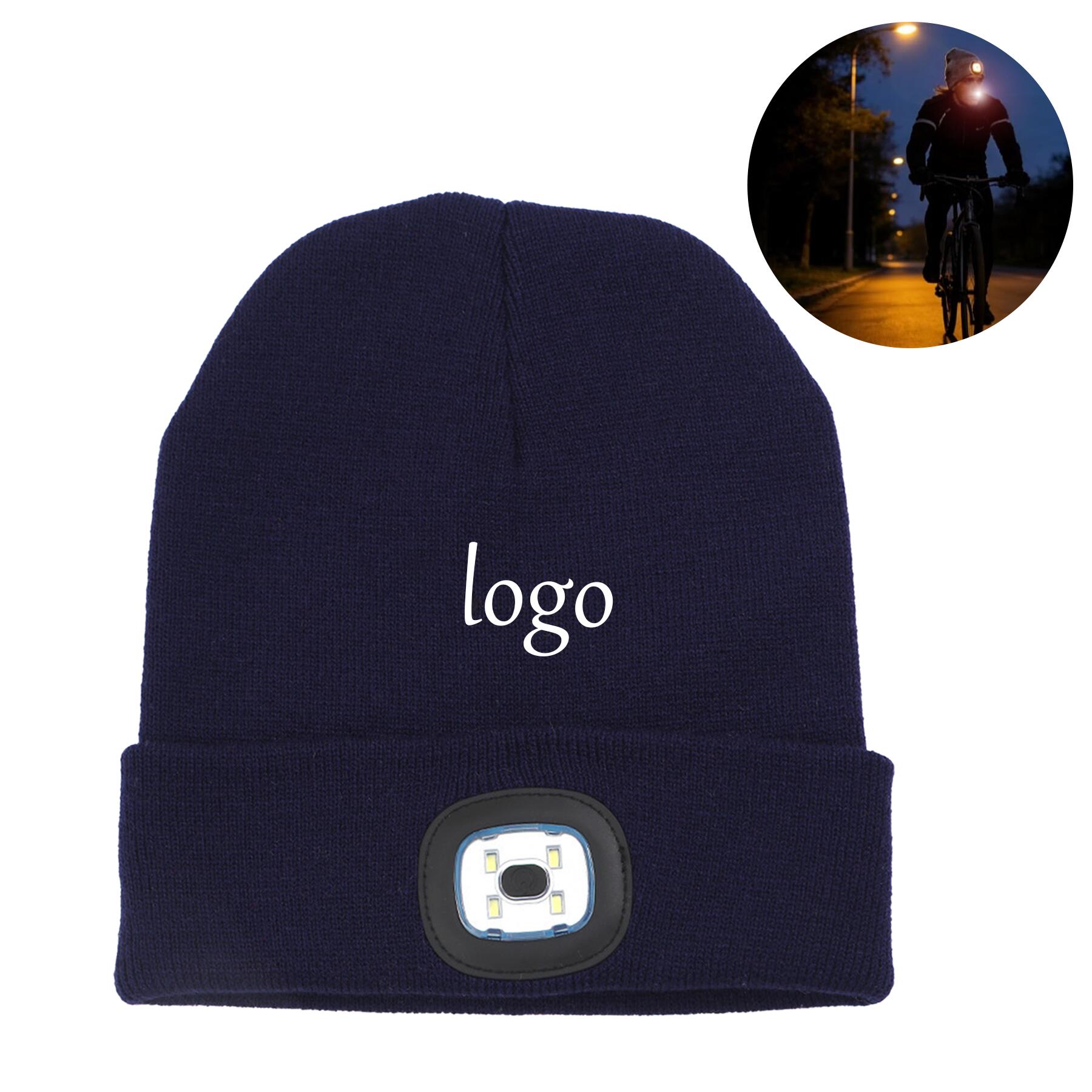 USB Rechargeable LED Beanie Hat Light