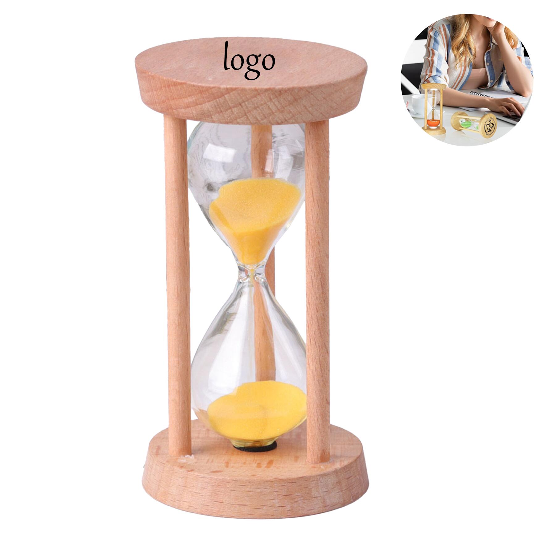 Wooden Hourglass Timer Customizable Logo