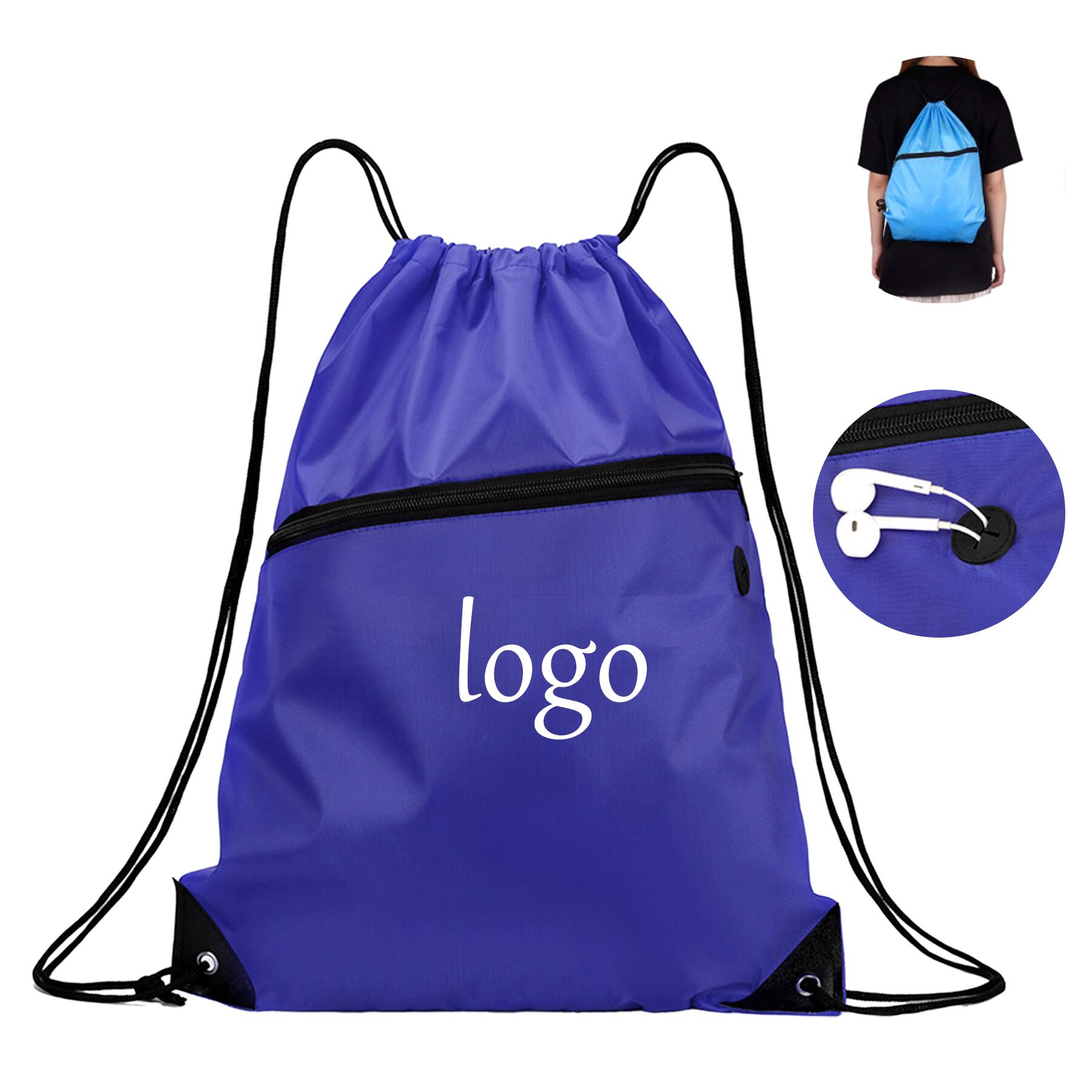 Drawstring Backpack with Zipper Pocket