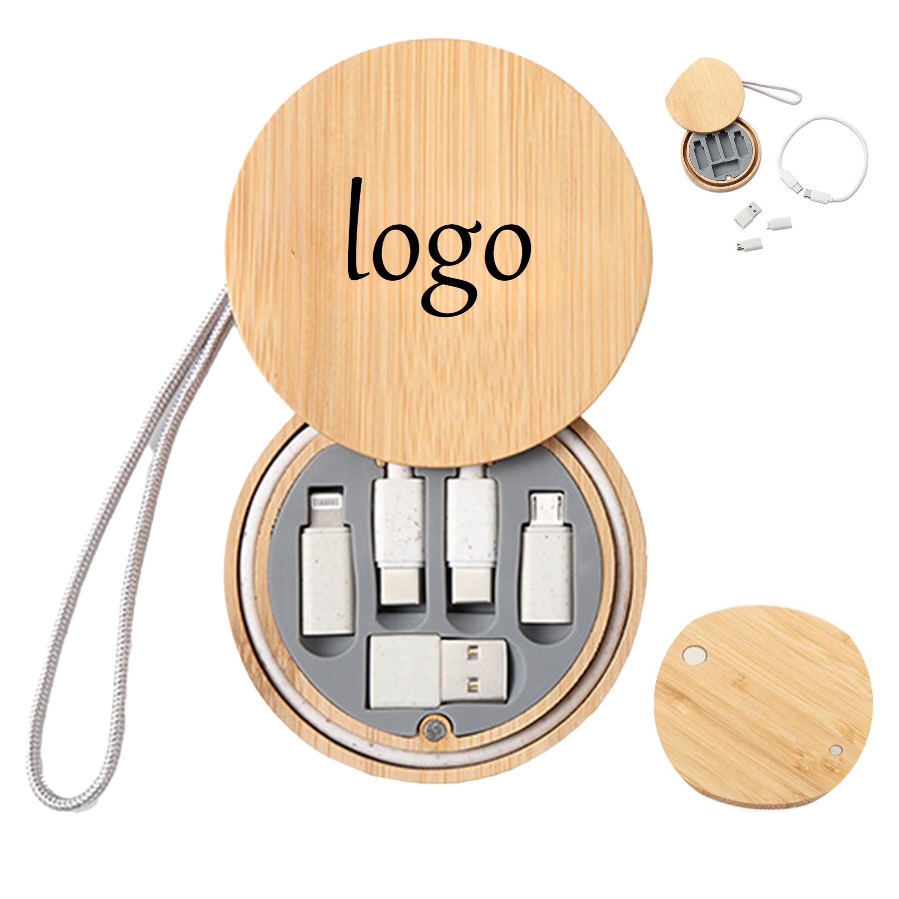 Compact Bamboo Charging Cable Kit