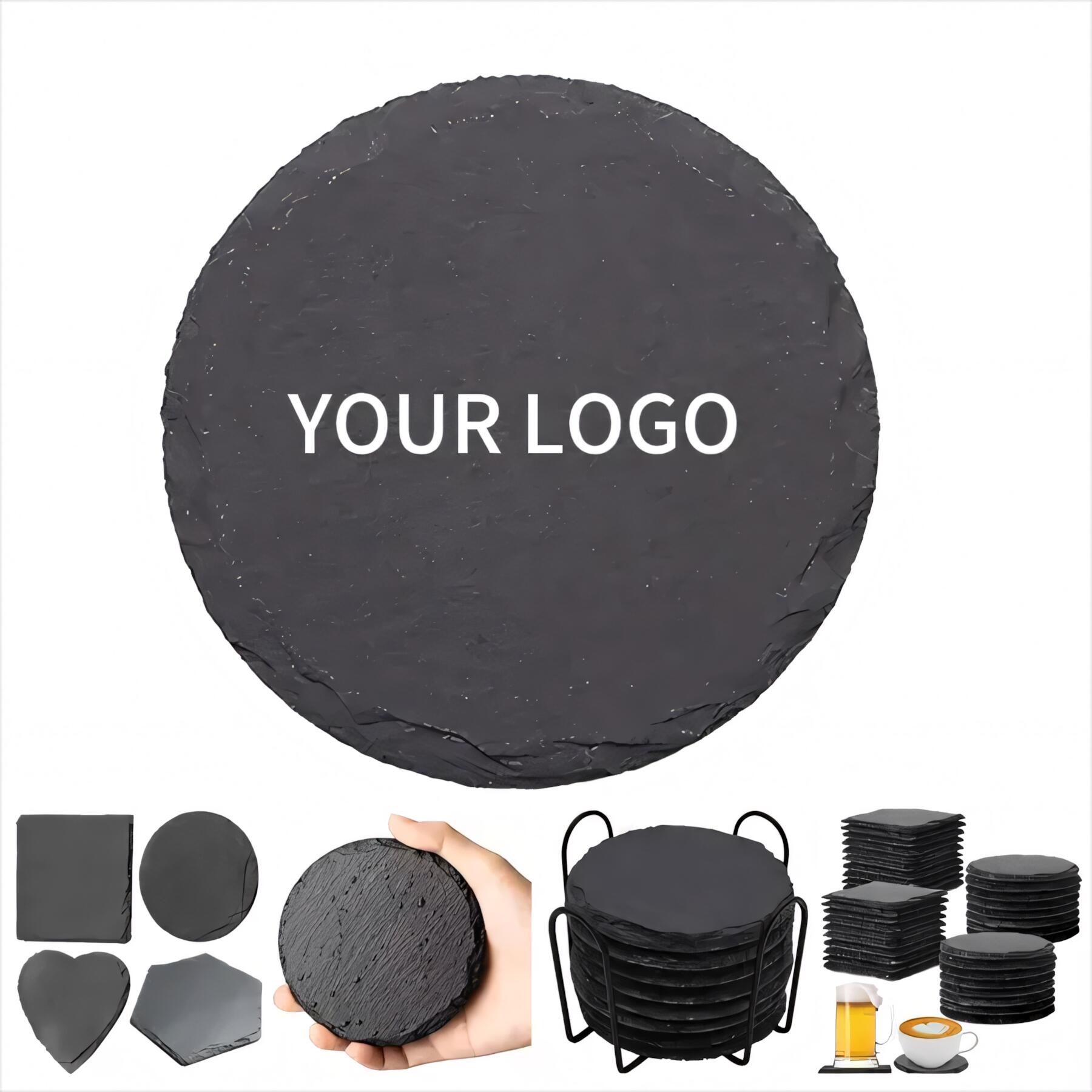 Natural Stone Slate Coaster Set