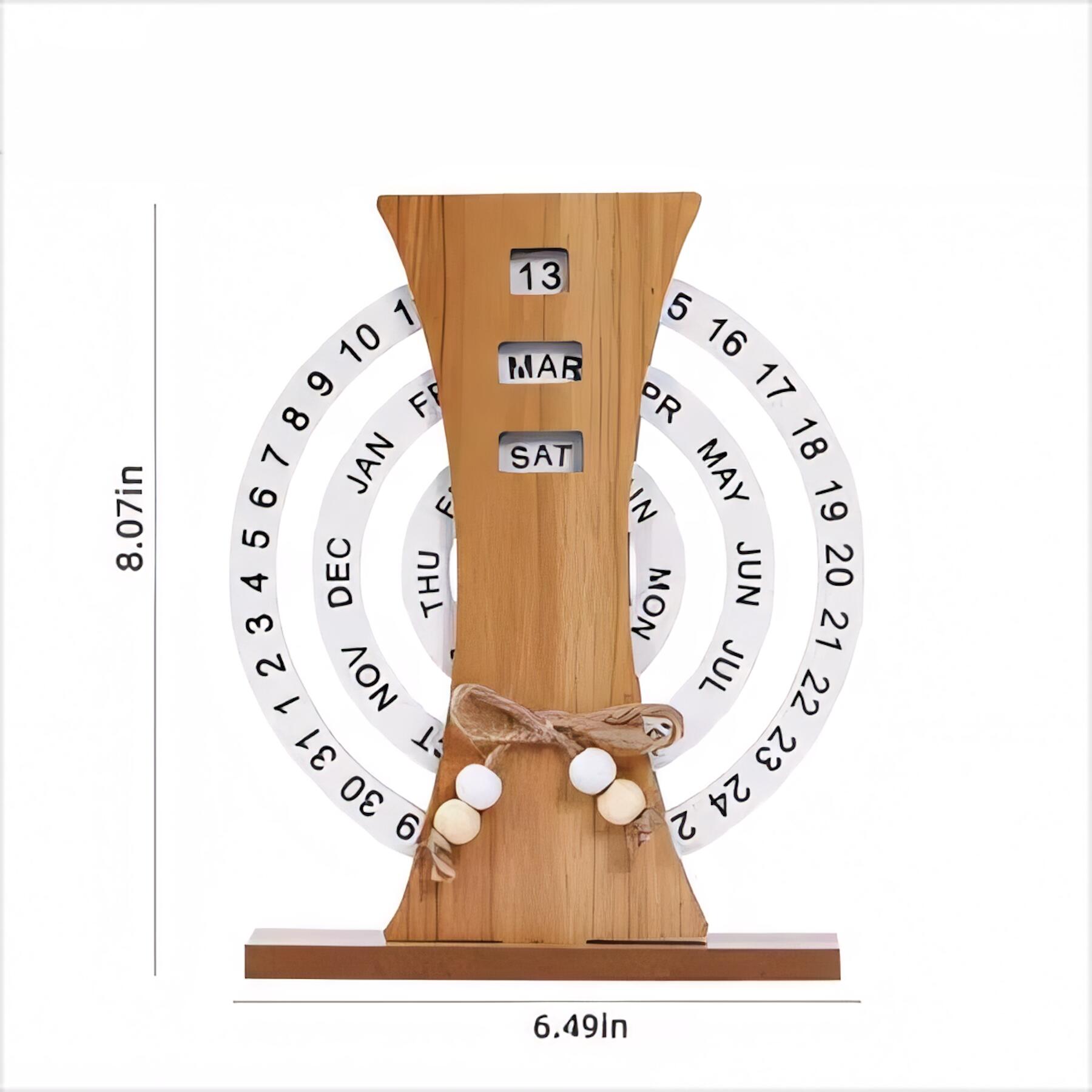 Natural Wood Perpetual Desk Calendar
