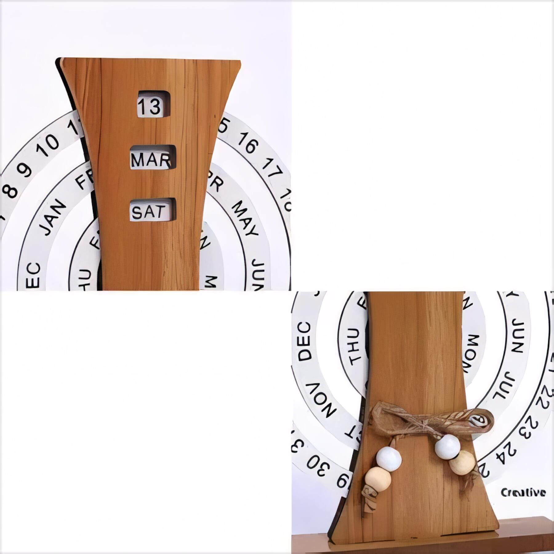 Natural Wood Perpetual Desk Calendar