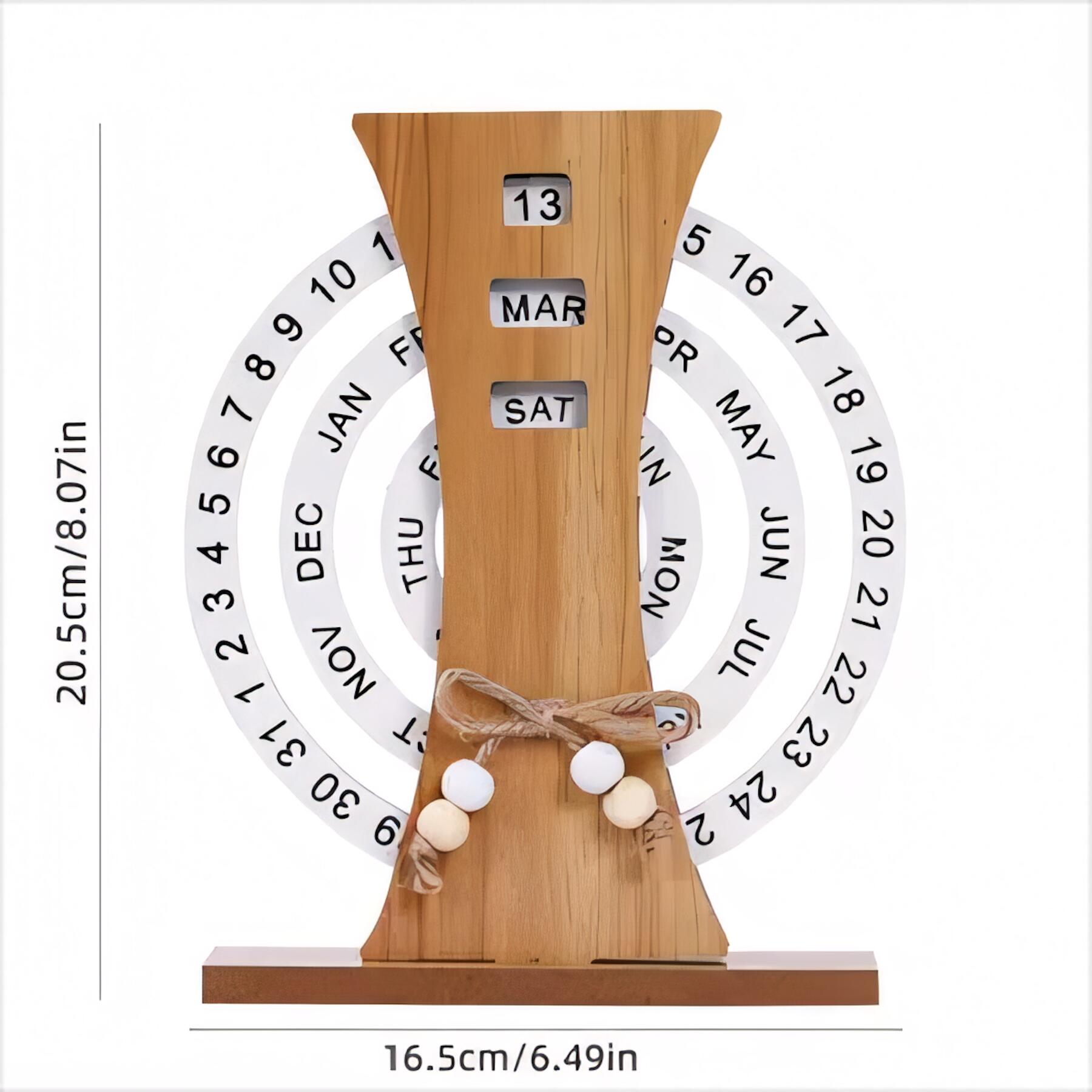 Wooden Perpetual Calendar Rotating Dials