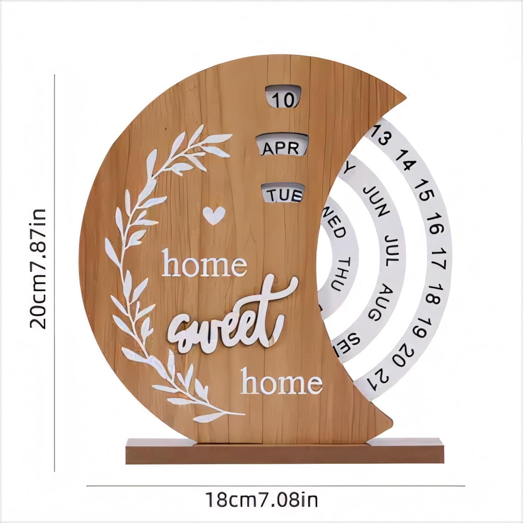 Wooden Perpetual Calendar Rotating Dials