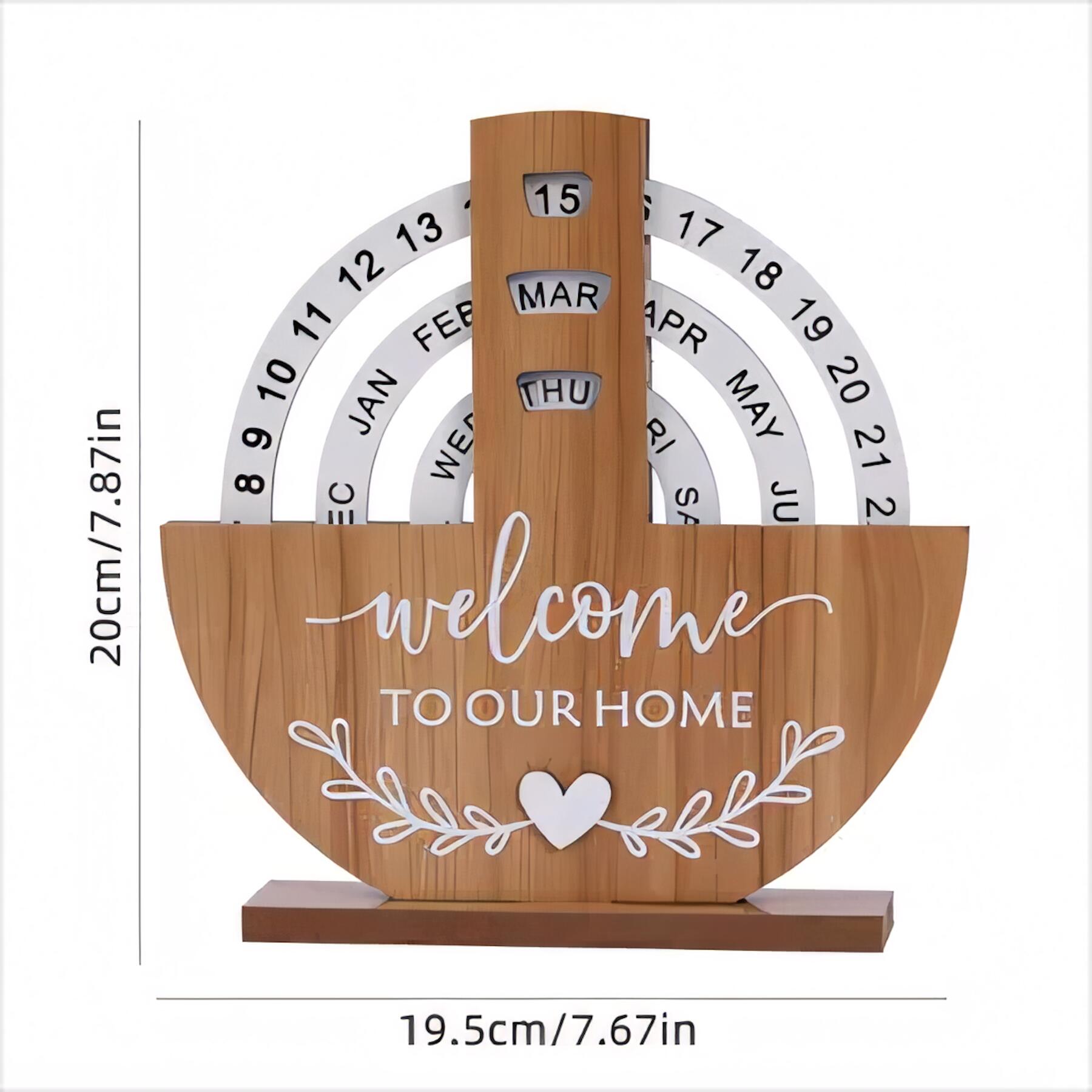Wooden Perpetual Calendar Rotating Dials
