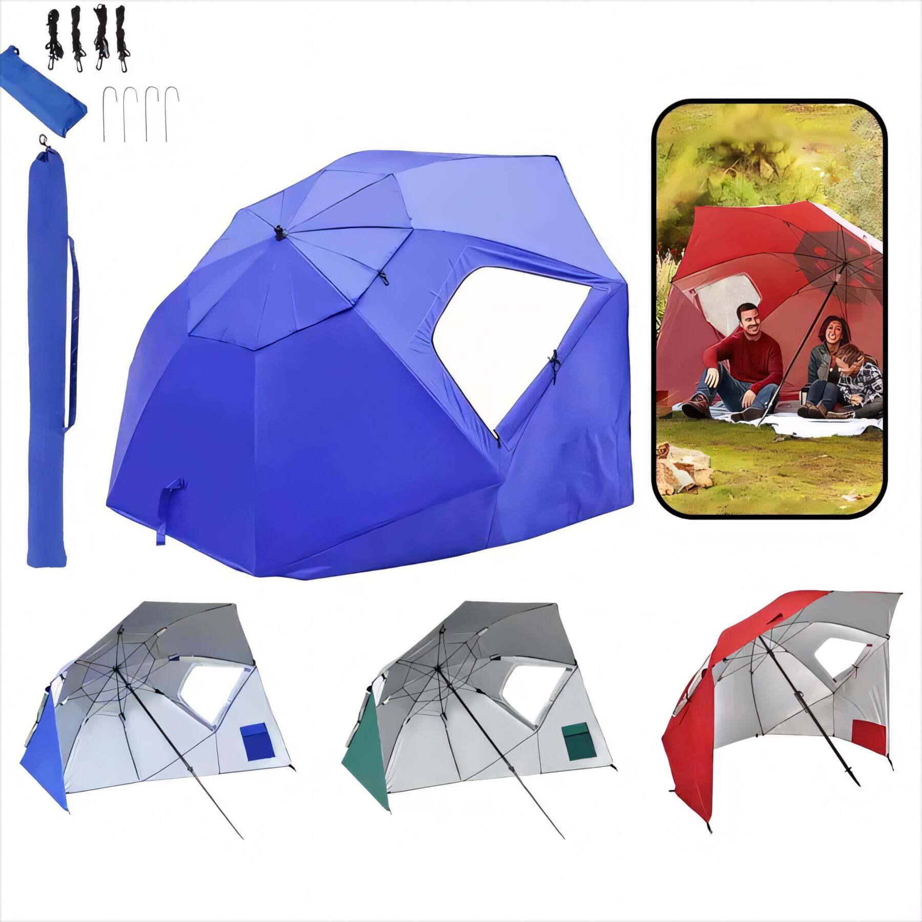 UV Protective Beach Umbrella with Pockets
